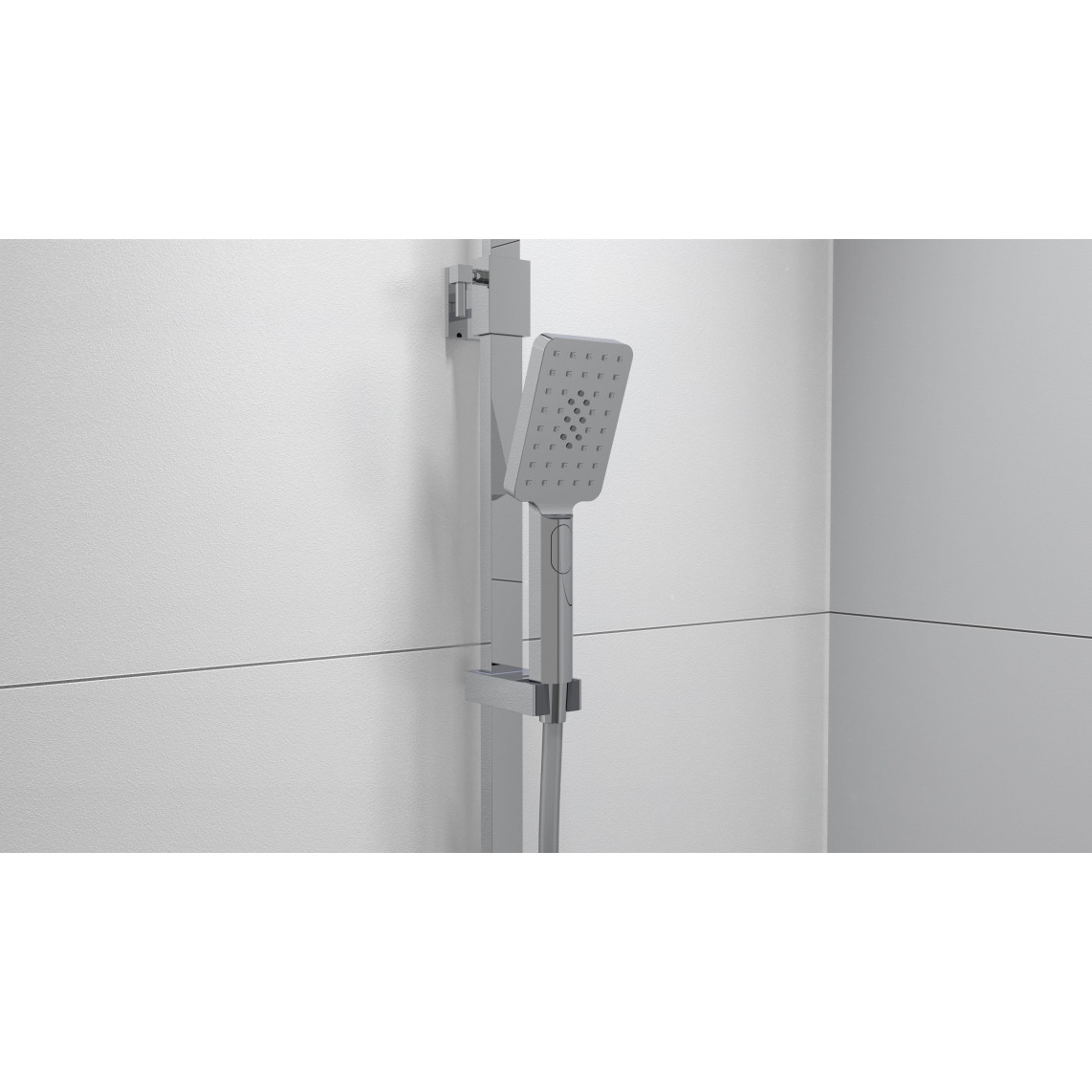 60530 OCEAN Set douche de pluie avec Mitigeur thermostatique, chromé/blanc, avec tablette