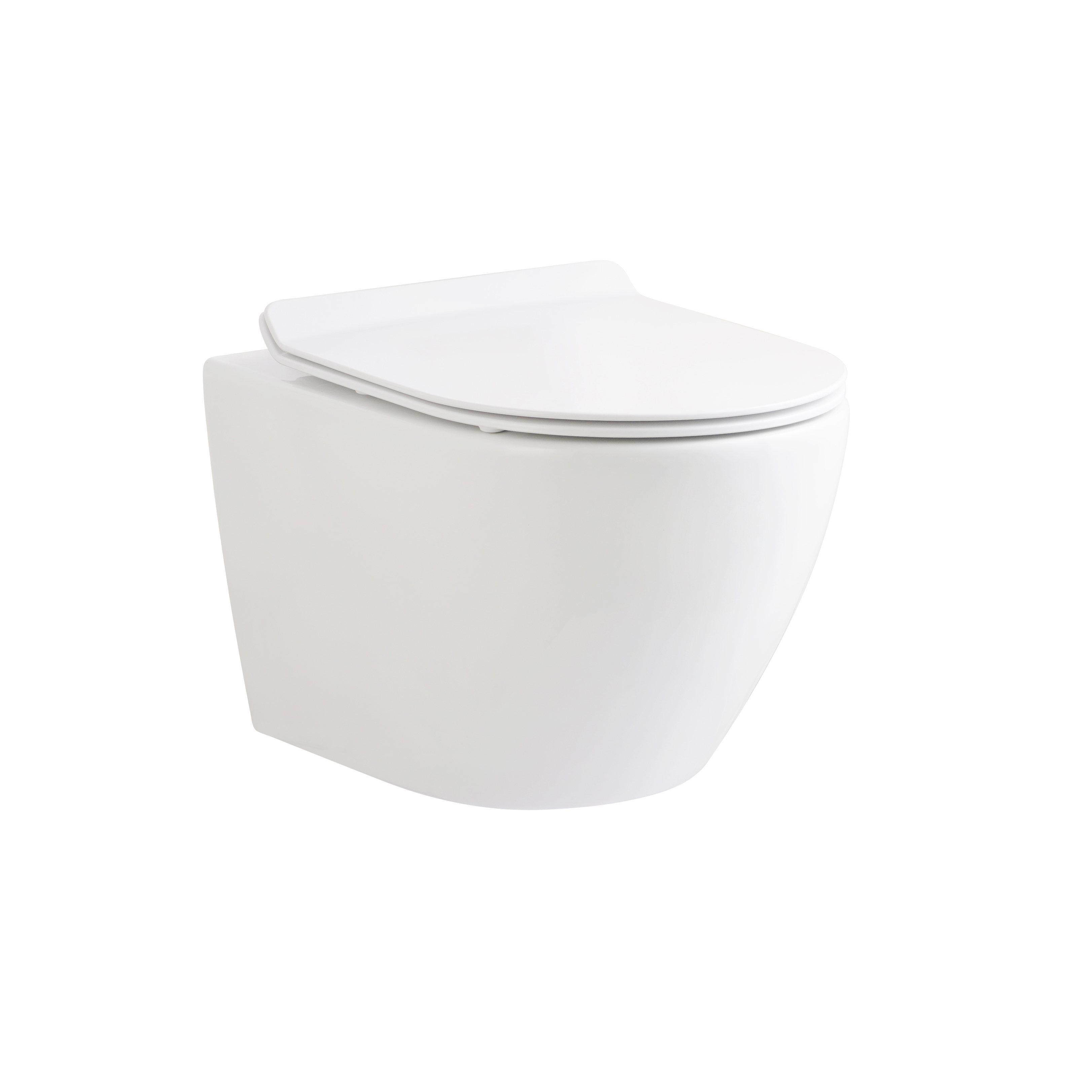 ALONI ECO WC SUSPENDU – SANS BRIDE – AVEC ABATTANT – DUROPLAST – SOFT CLOSE – QUICK RELEASE – COMPACT 49 CM – 36X36X49 CM – BLANC BRILLANT