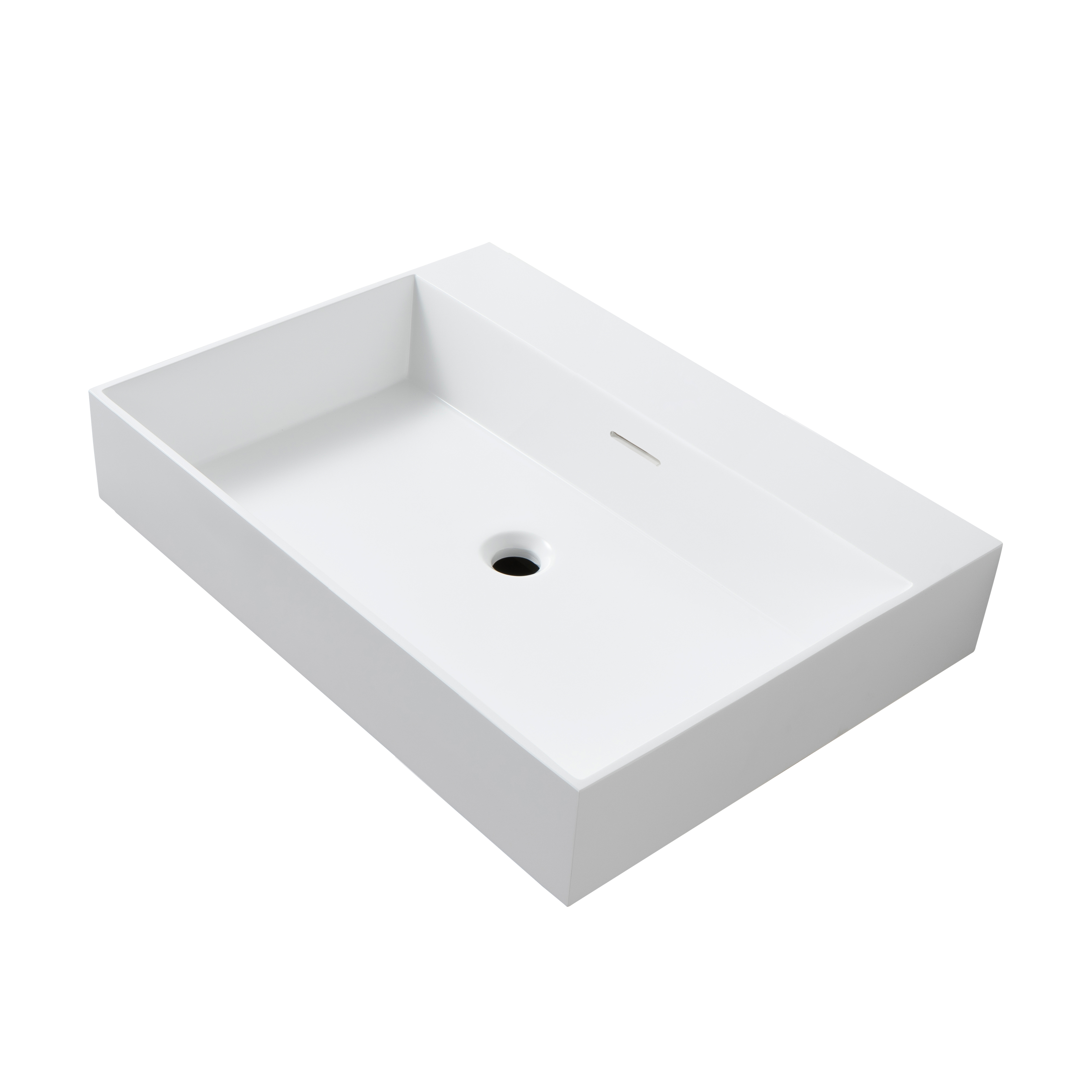WONDA SQUARE LAVABO - 1 VASQUE - AVEC TROP-PLEIN - SANS TROU ROBINET - MARBRE COMPOSITE - 80X12X52,5 CM - BLANC MAT
