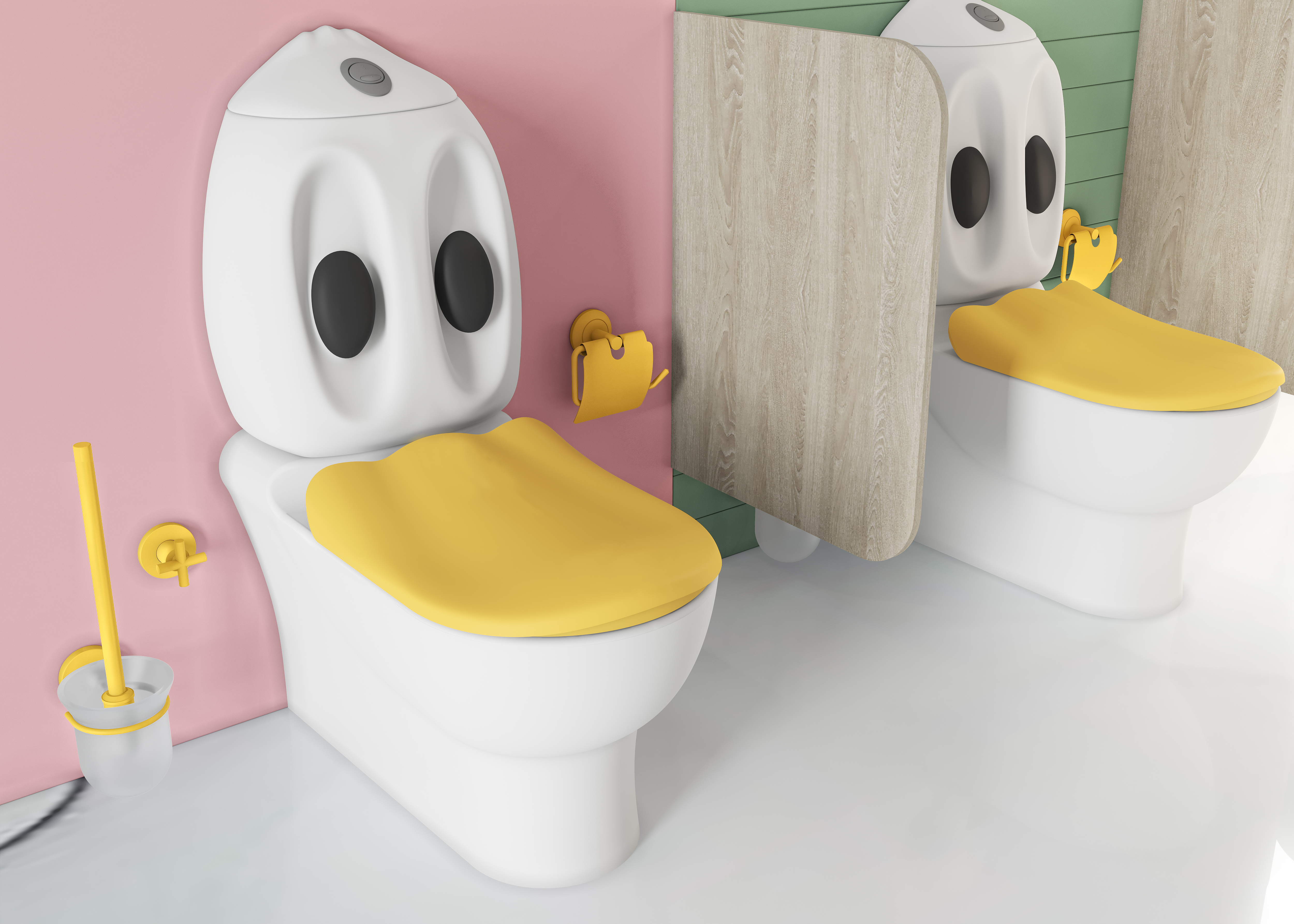 CREAVIT ROYALE BROSSE DE TOILETTE AVEC SUPPORT - JAUNE