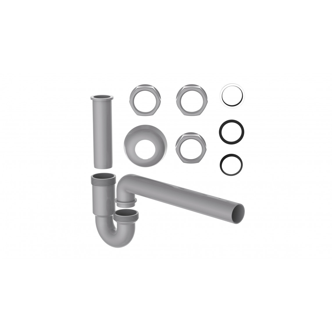 98801049 ECO-SAVE KS siphon tubulaire, Gris, 1 1/4" x 32 mm