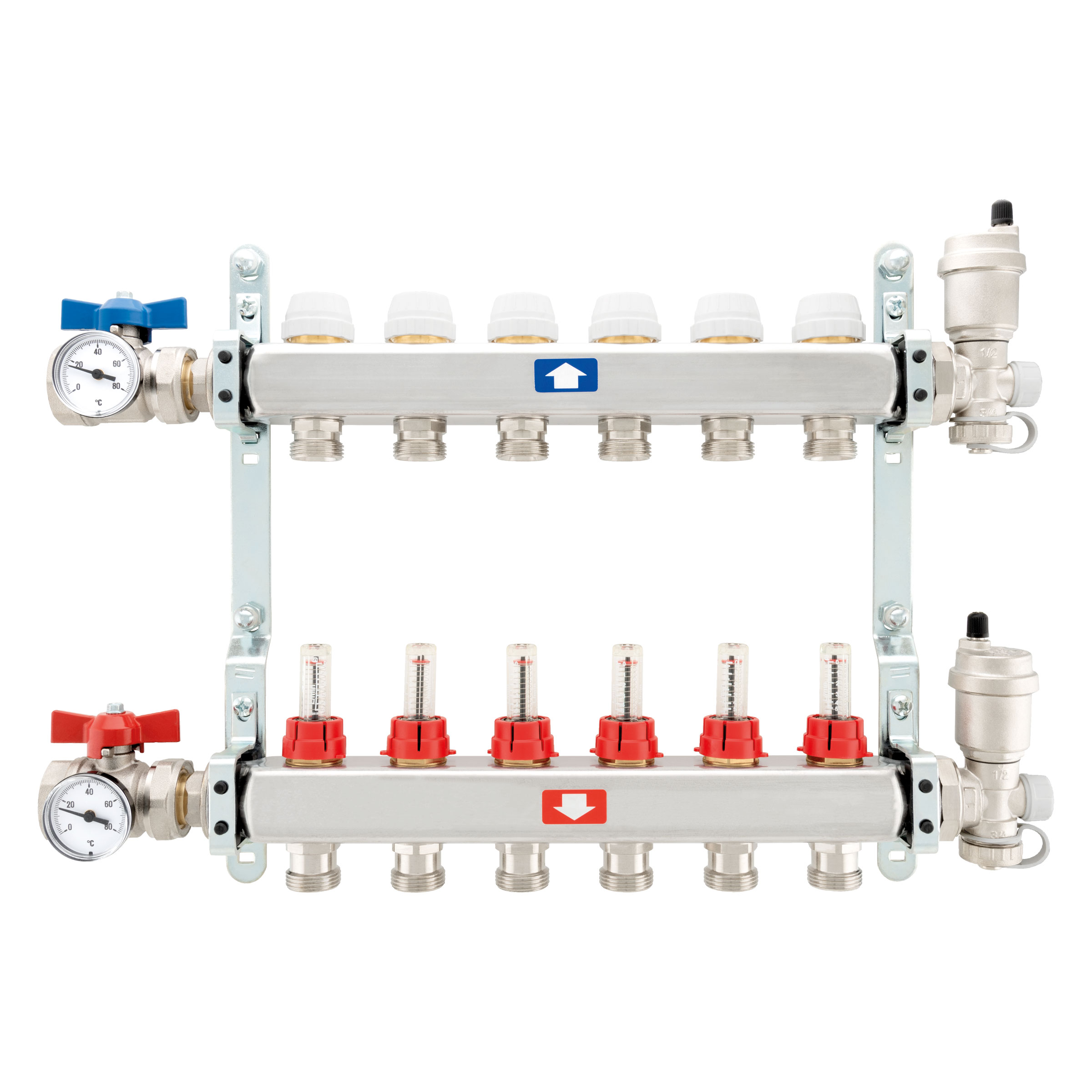 KIT COLLECTEURS INOX COMPLET CHAUFFAGE SOL D-FLOOR 4 CIRCUITS 3/4" EUROCONE