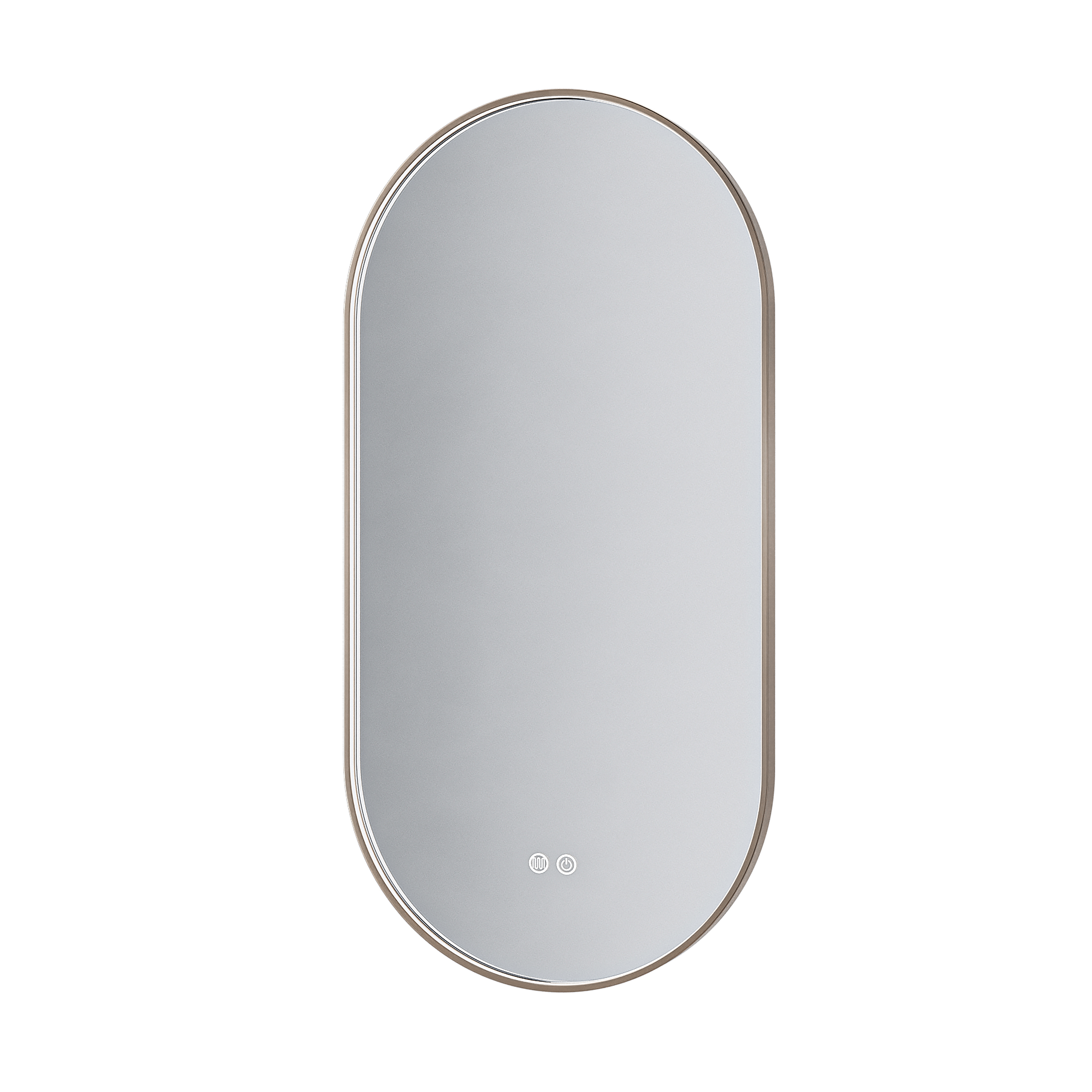 ALONI AVALO MIROIR - AVEC ÉCLAIRAGE LED - OVALE - AVEC CADRE - ANTI-BUÉE - TEMPÉRATURE DE COULEUR LED 3000-6000K - DIMMABLE - 50X100CM - BRUN BRONZE BROSSÉ