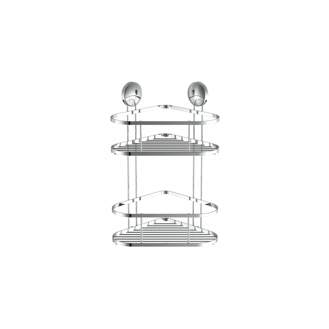 BA0203 tablette d'angle pour douche 2 niveaux, chromé, à coller ou vis
