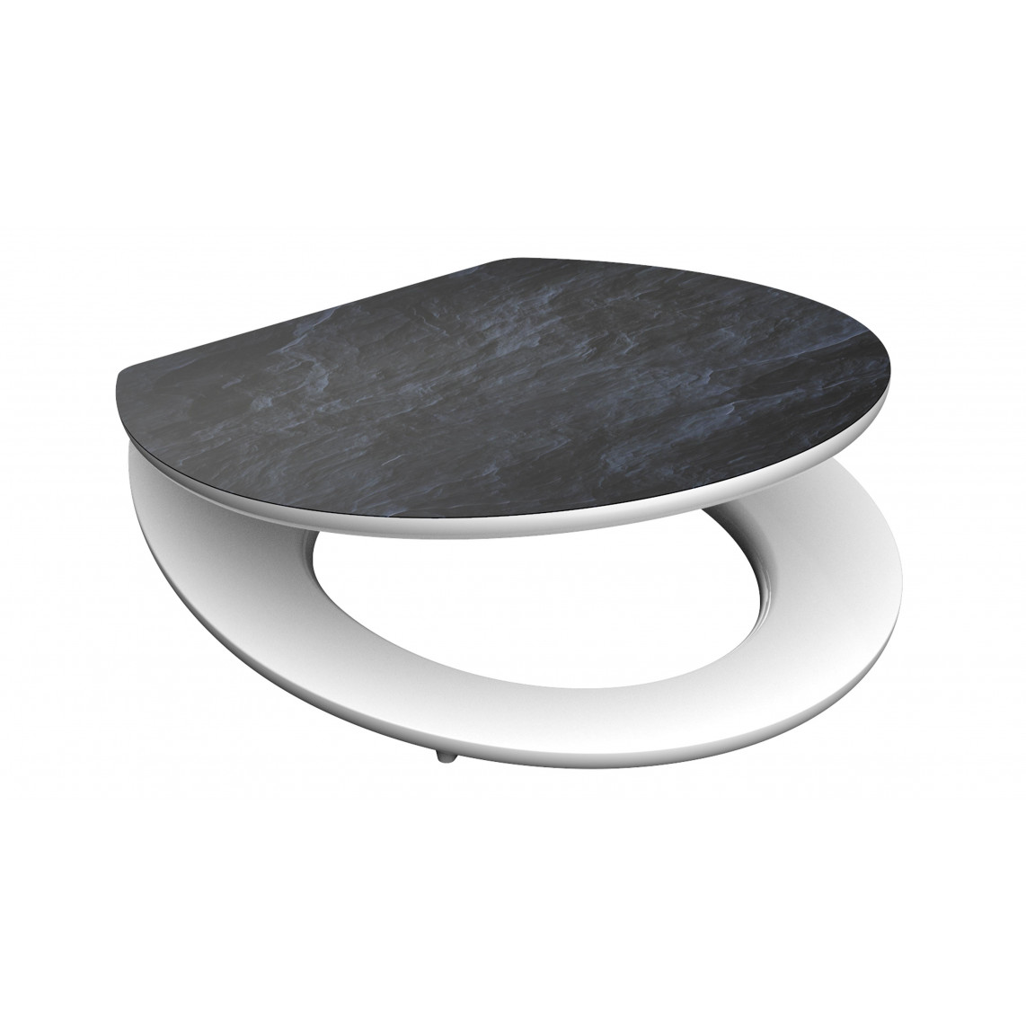 80535 abattant WC en MDF HG BLACK STONE, avec frein de chute