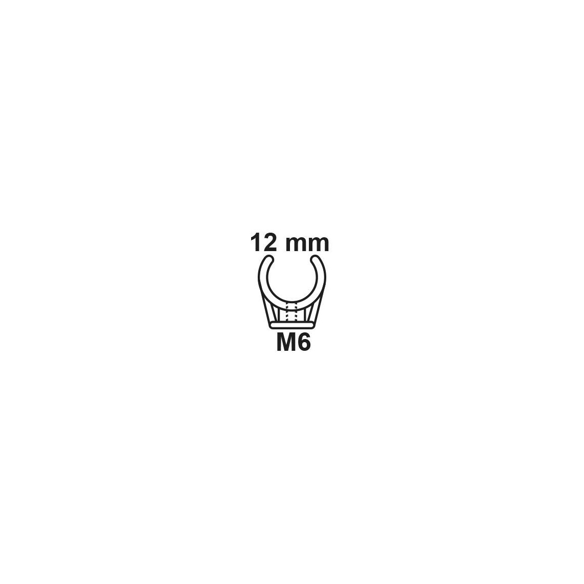 989181455 clip de fixation pour tube, simple, 12 mm, avec manchon fileté M6 (10x)