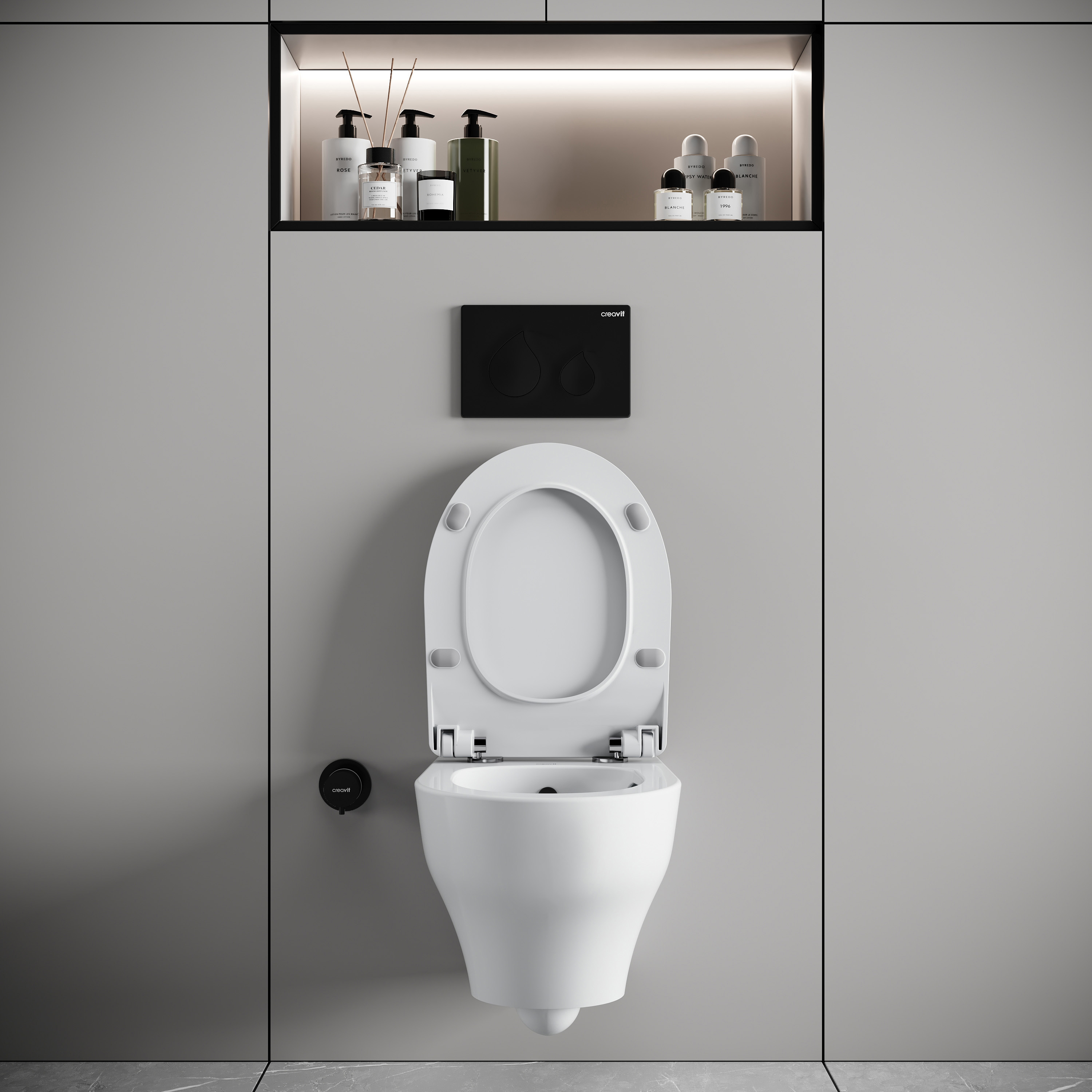 CREAVIT NESS WC SUSPENDU AVEC BIDET - TORNADO FLUSH - SANS BRIDE - SANS ABATTANT WC - BLANC BRILLANT
