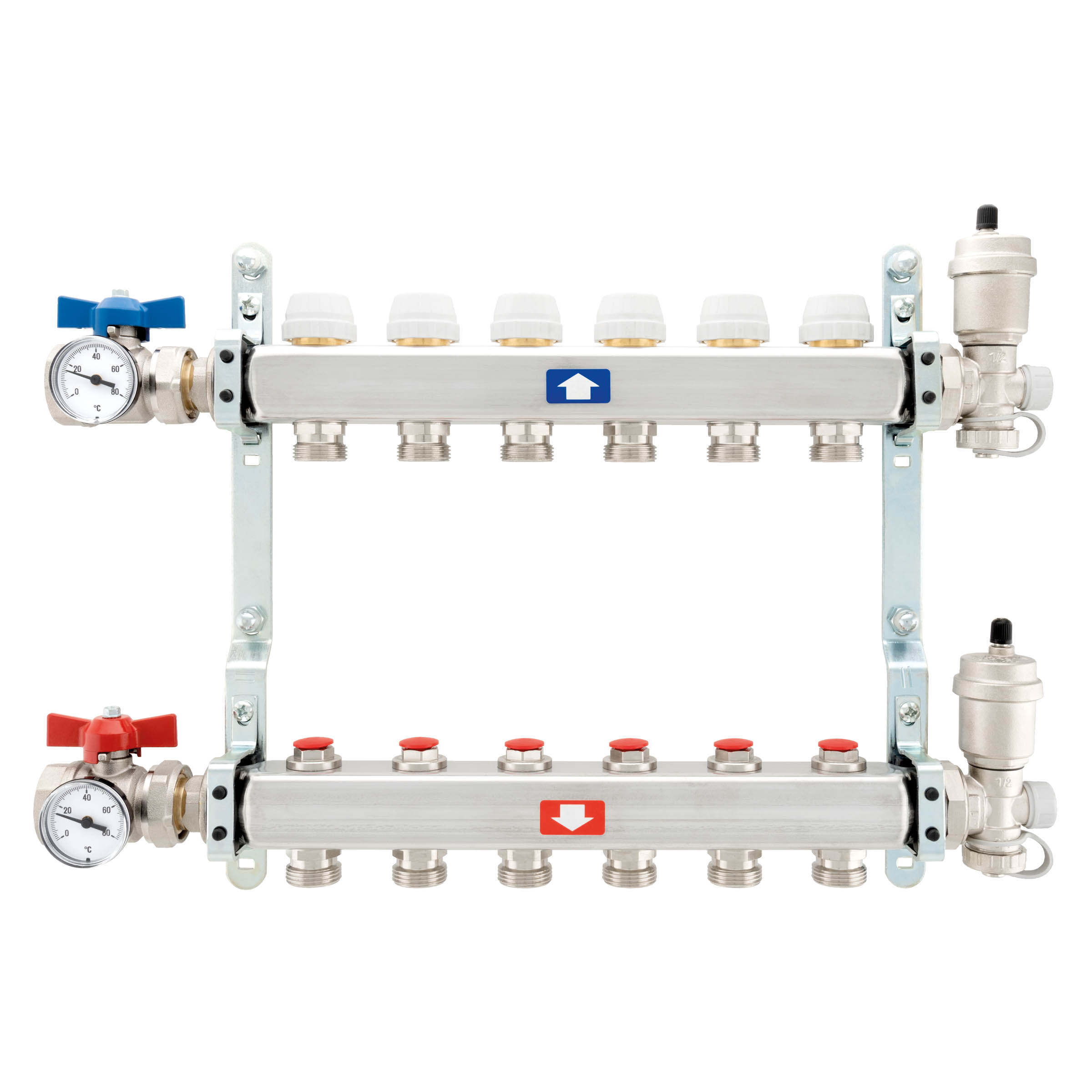 KIT COLLECTEURS INOX COMPLET CHAUFFAGE SOL D-FLOOR 4 CIRCUITS 3/4" EUROCONE