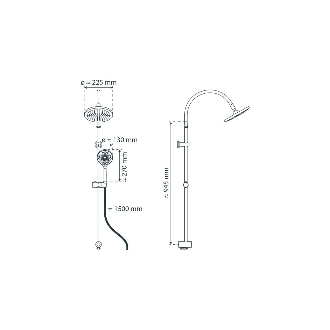 60627 MATAO RAIN set douche de pluie, chromé/noir mat