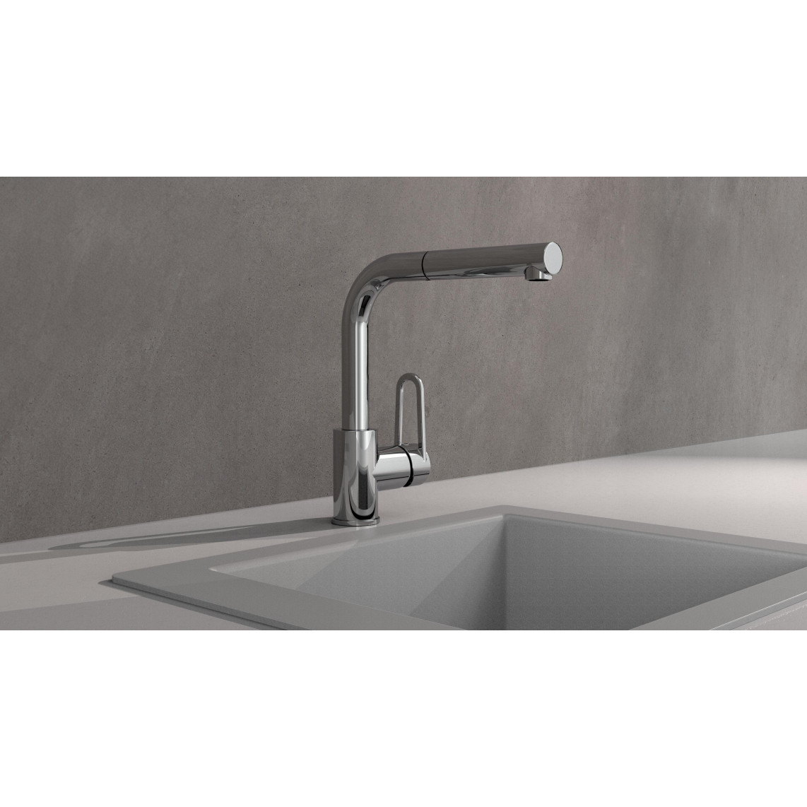 26230 DESIGN RING Mitigeur évier, chromé, avec bec extractible