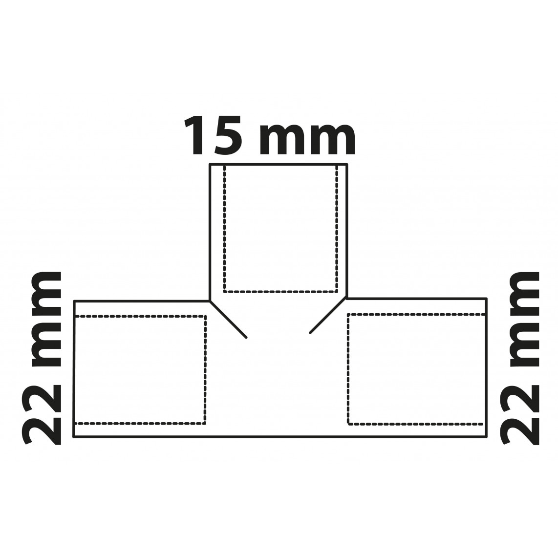 989273017 CU Té de réduction, vierge, 22 mm x 15 mm x 22 mm, 3 manchons (5130)