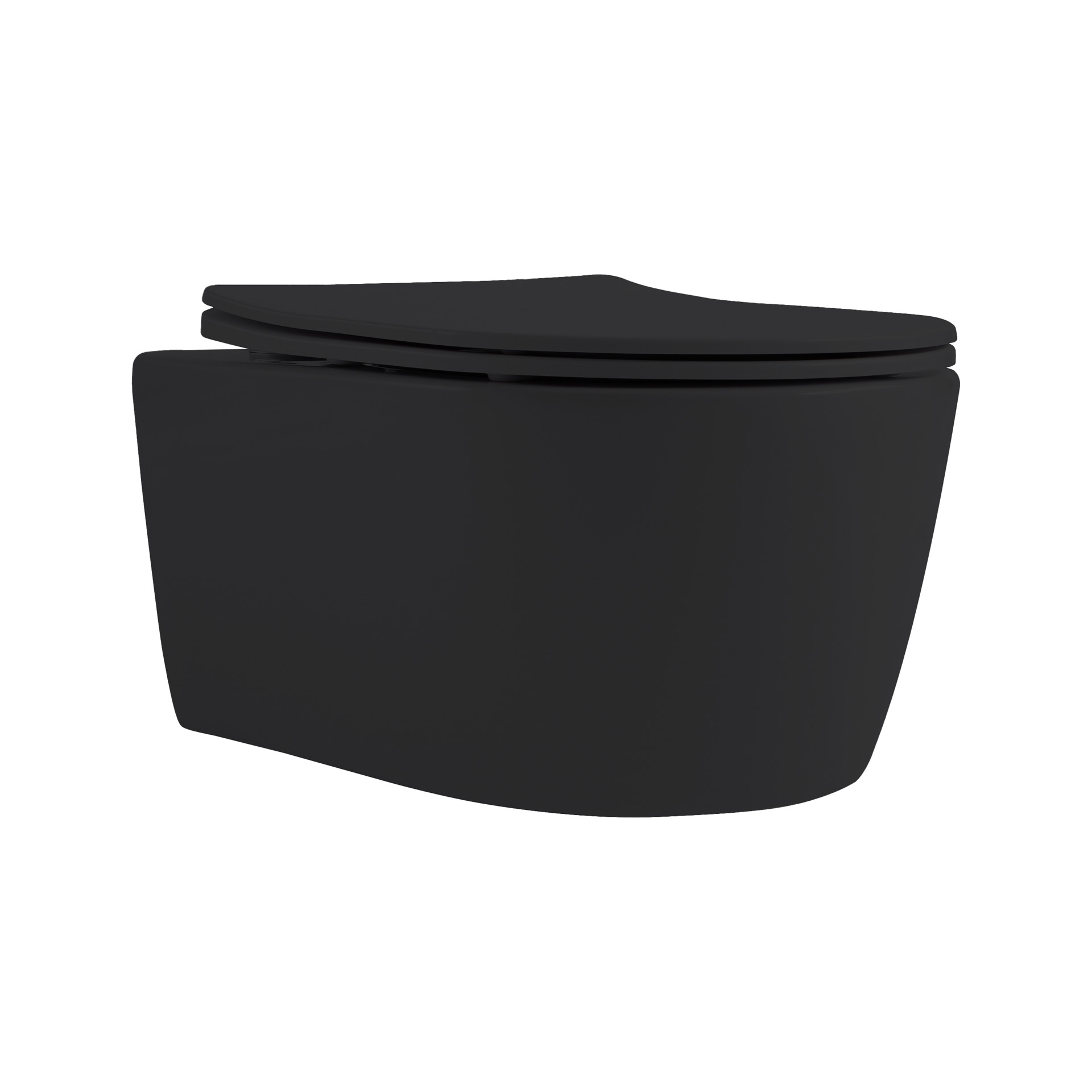 ALONI PRO WC SUSPENDU – SANS BRIDE – AVEC ABATTANT – DUROPLAST – SOFT CLOSE – QUICK RELEASE – COMPACT 49 CM - 36X32X49 CM – NOIR MAT