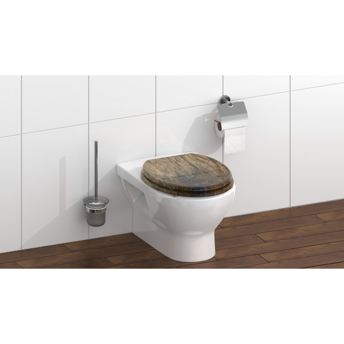 80124 abattant WC en MDF SOLID WOOD, avec frein de chute