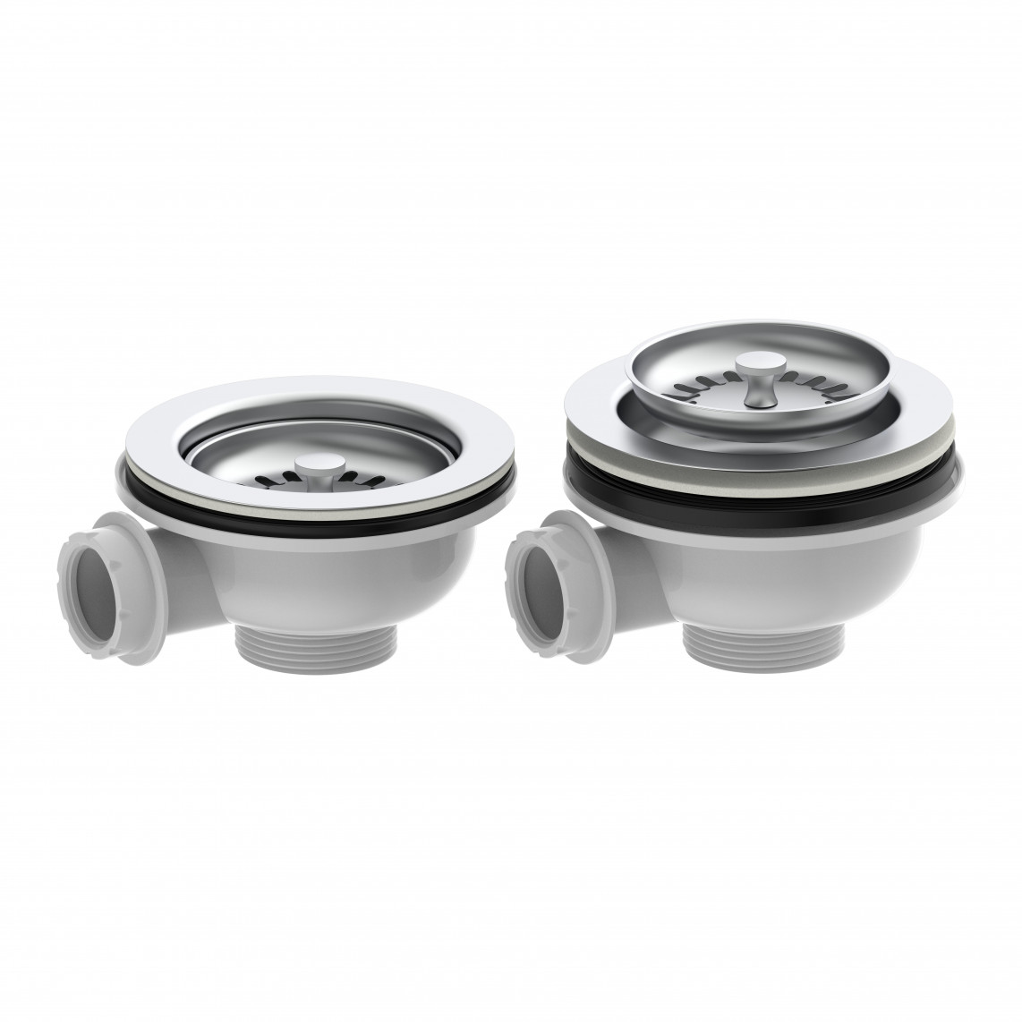 98835340 KS bonde à panier, 1 1/2" M, acier inoxydable calice d'évacuation & tamis Ø114 mm, avec 1" raccord de trop plein