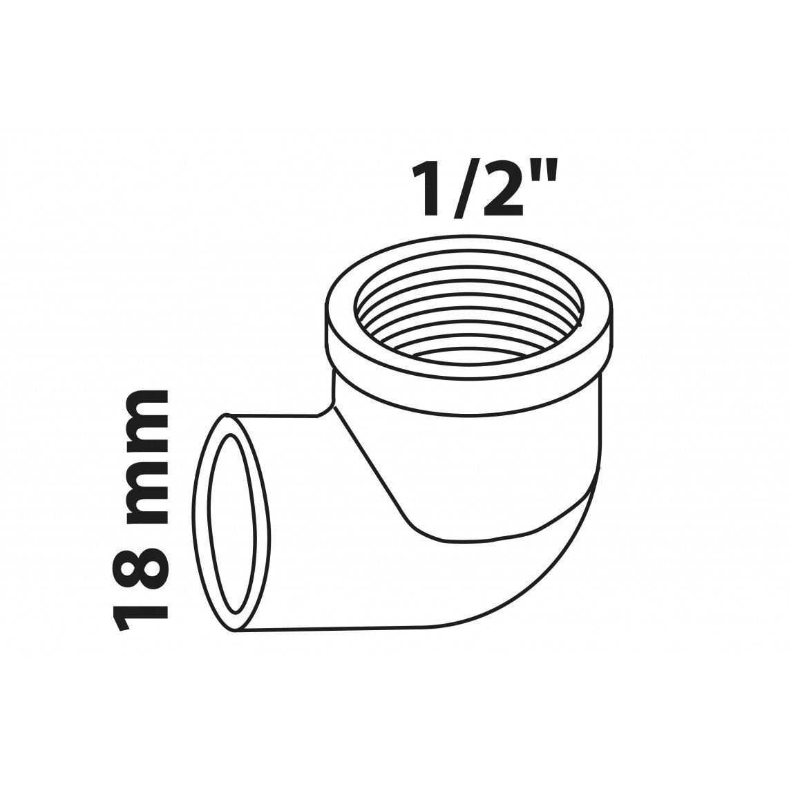 989232017 BR coude 90°, vierge, 18 mm x 1/2" F, 1 manchon (4090g)