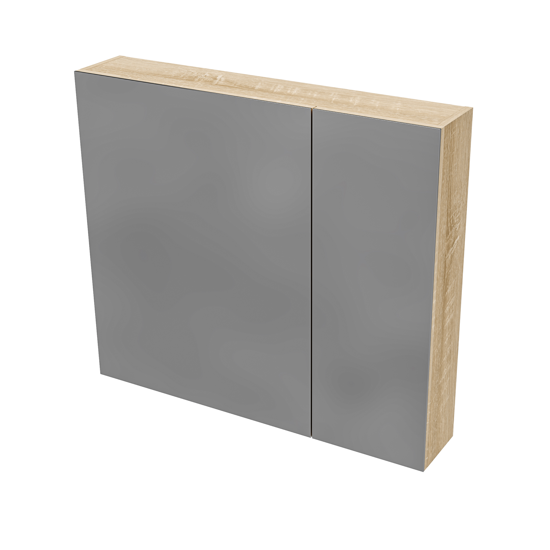HAYAT ARMOIRE MIROIR - 2 PORTES MIROIRS ASYMÉTRIQUES, À UN SEUL CÔTÉ - 4 ÉTAGÈRES RÉGLABLES EN HAUTEUR - 80X70X15 CM - CHÊNE