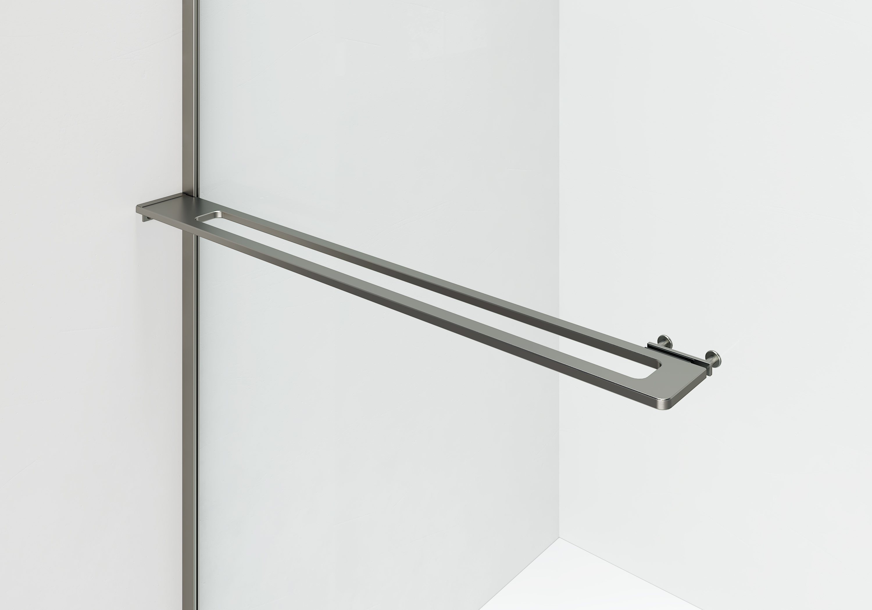 CURVY DOUCHE À L'ITALIENNE AVEC PORTE-SERVIETTE - COURBÉE - TRAITEMENT ANTI-CALCAIRE - RÉVERSIBLE - VERRE DE SÉCURITÉ 8MM - 120X200CM - GUNMETAL - VERRE CLAIR