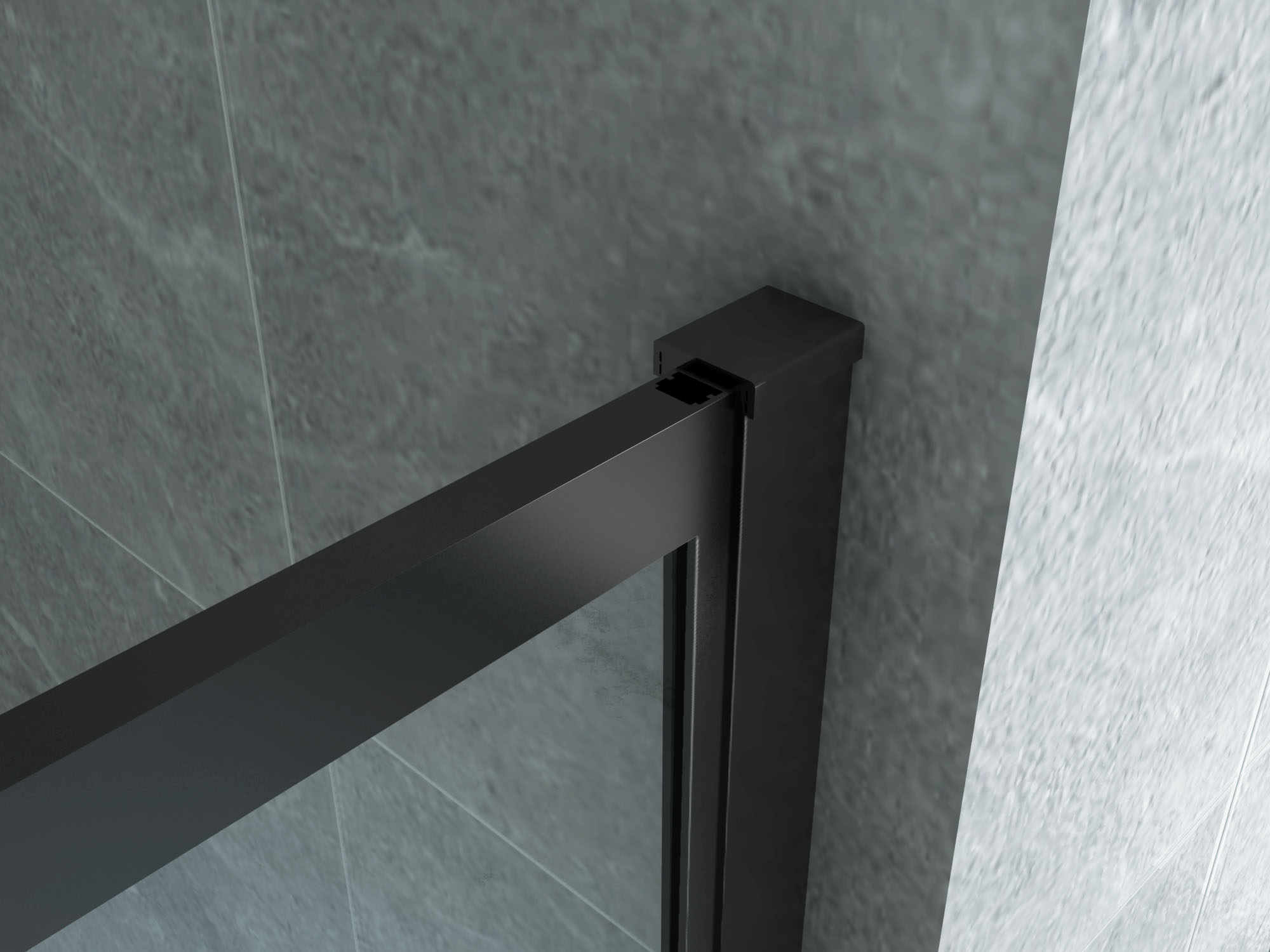 ALONI DOUCHE À L’ITALIENNE AVEC CADRE - 1400X2000MM - NOIR MAT-VERRE CLAIR