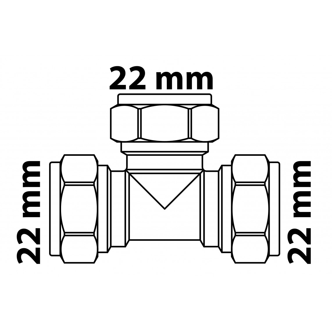 989453417 LT pièce en T, vierge, 22 mm, raccord à serrer pour tube en cuivre