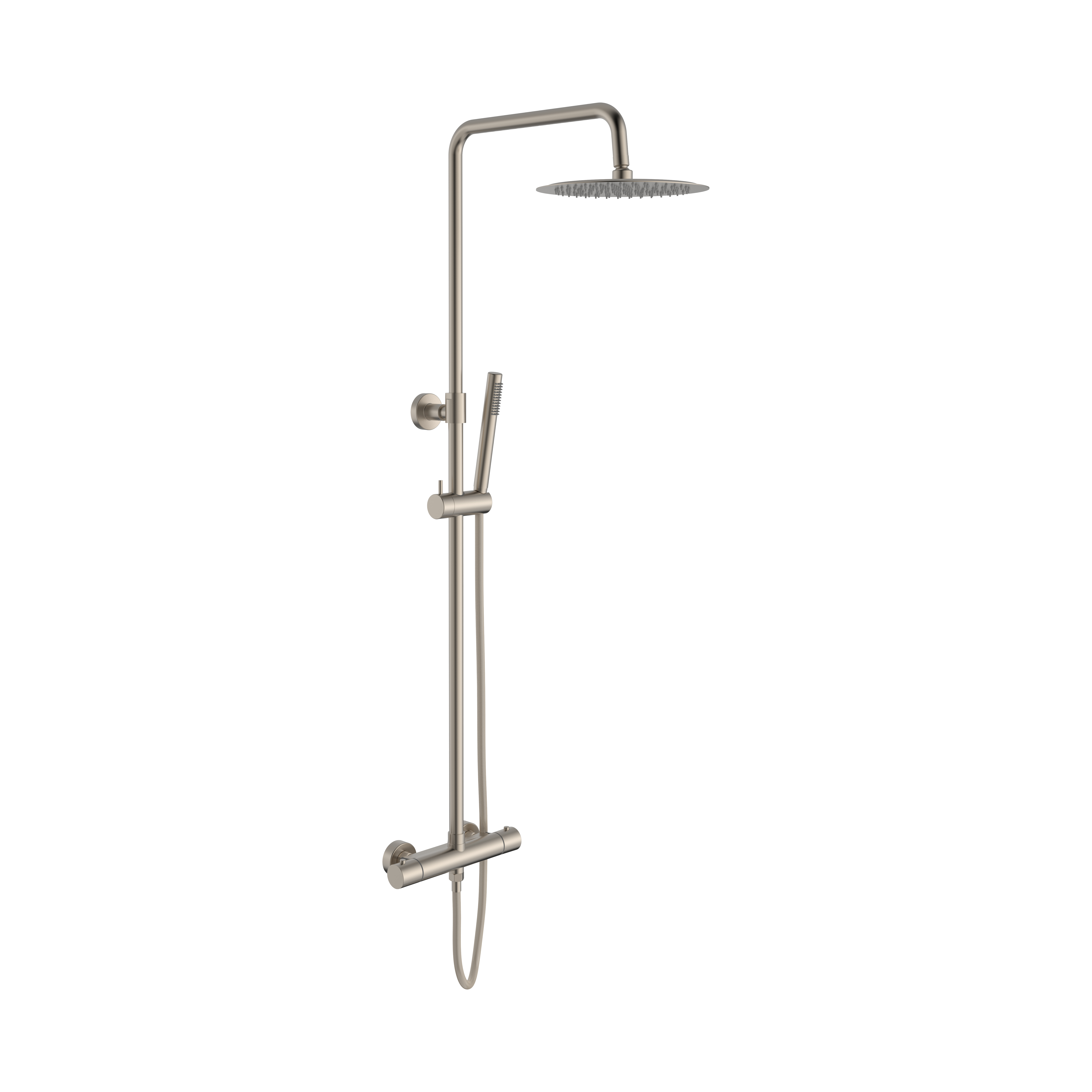 ALONI OPTIMA RONDO SET DE DOUCHE À JETS DE PLUIE – THERMOSTATIQUE – MONTAGE APPARENT - COOL TOUCH – BELGAQUA – ACIER INOX BROSSÉ