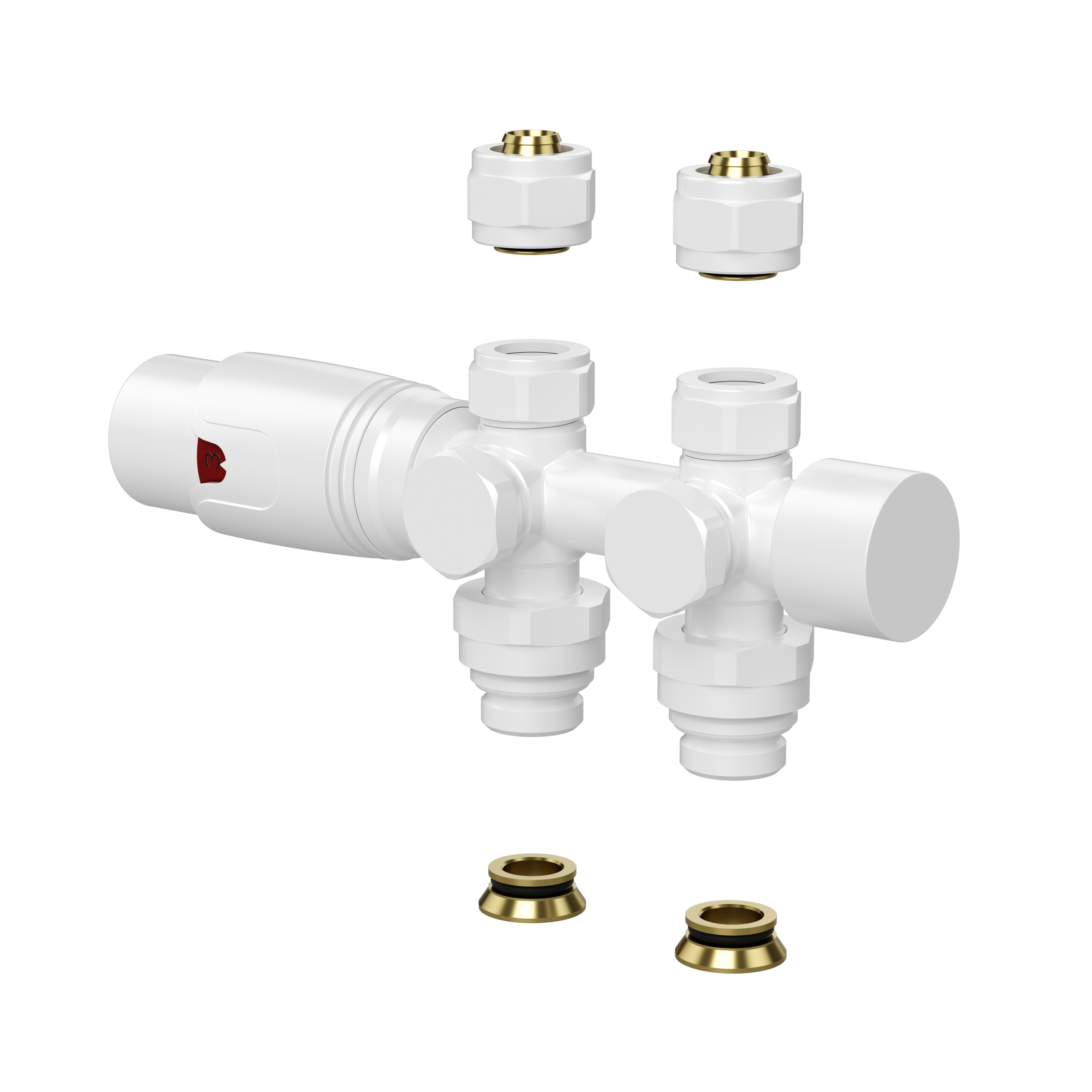 BELRAD VANNE DE RADIATEUR – DESIGN – THERMOSTATIQUE – RACCORDEMENT CENTRAL – RACCORDEMENT MURAL ET AU SOL – BLANC BRILLANT
