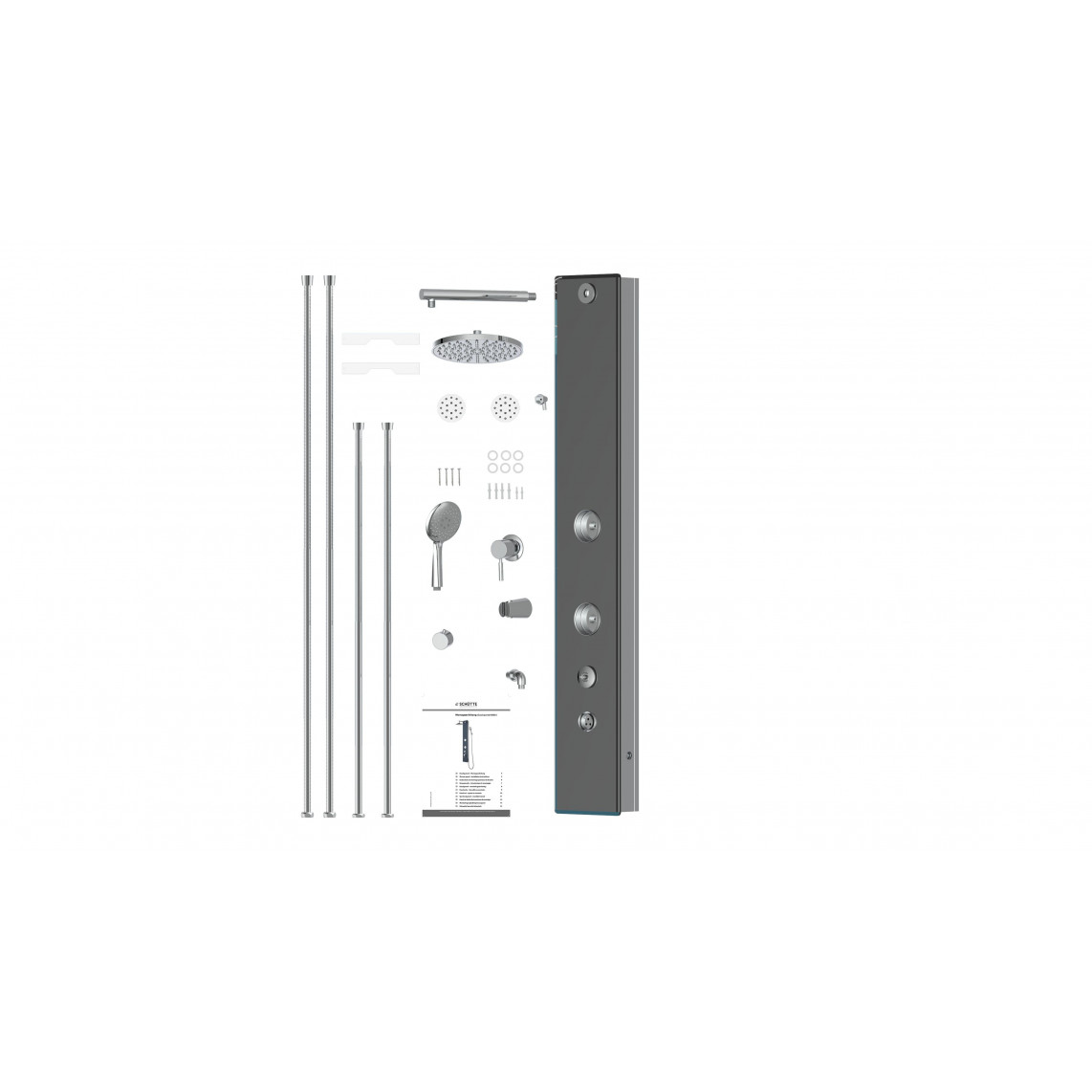 60033 Panneau de douche en verre, Anthracite