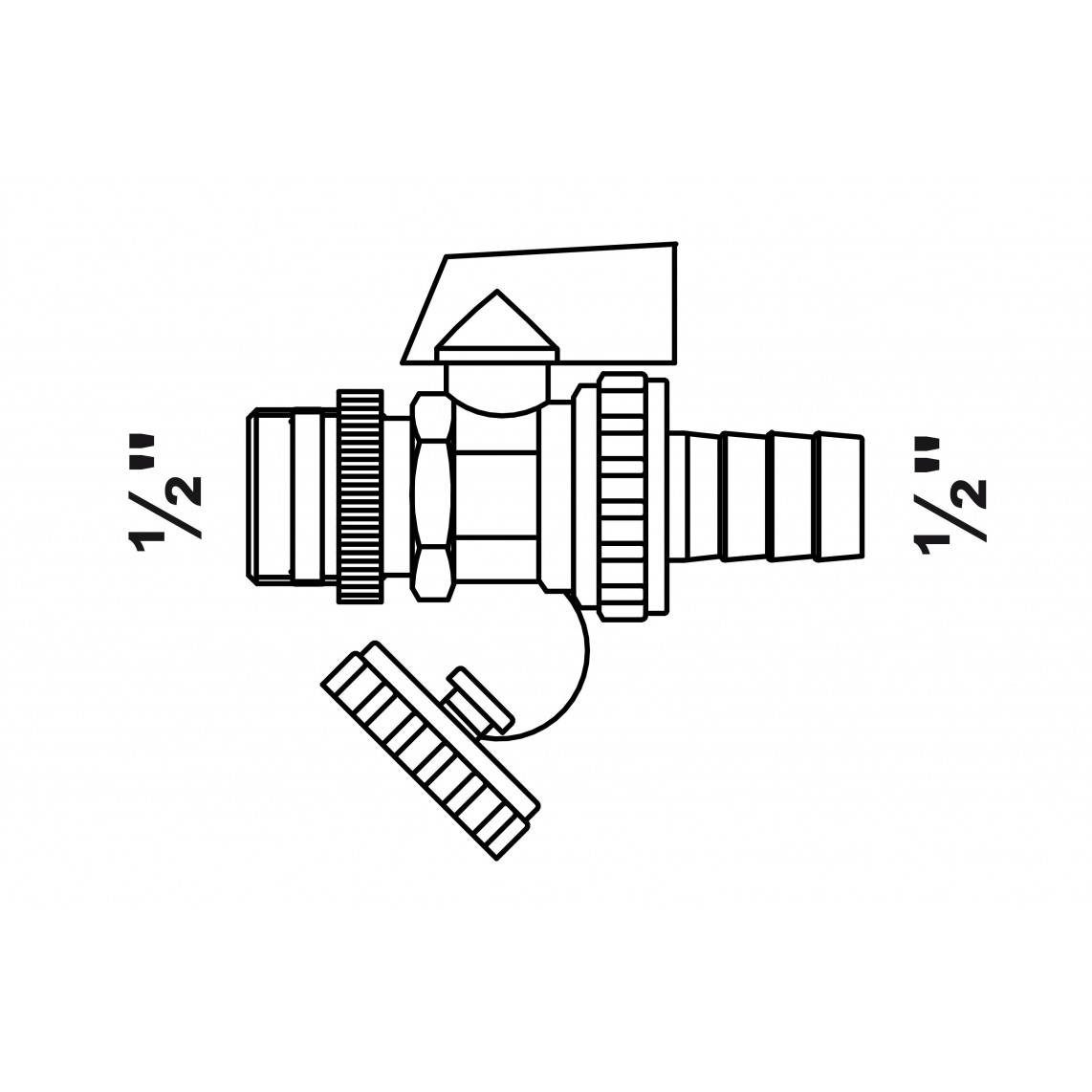 98854105 robinet à sphère, nickelé, 1/2" M x 1/2"T, avec presse-étoupe