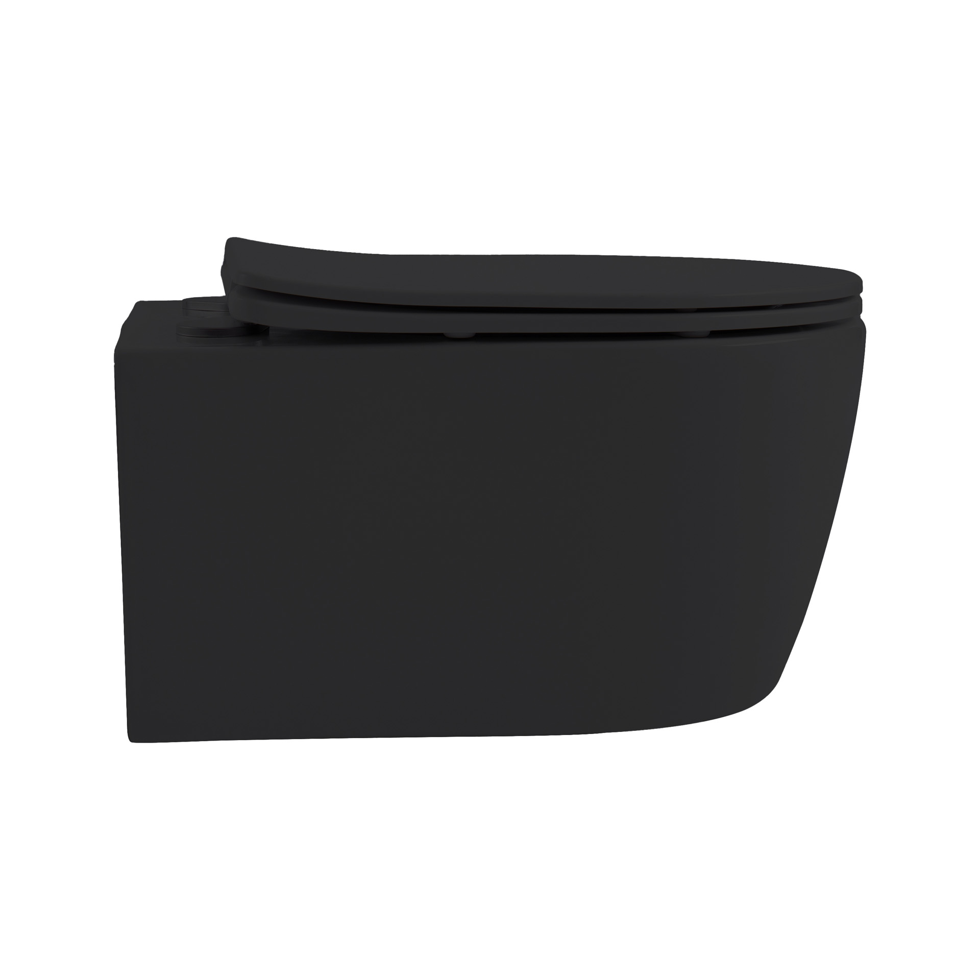ALONI PRO WC SUSPENDU – SANS BRIDE – AVEC ABATTANT – DUROPLAST – SOFT CLOSE – QUICK RELEASE – COMPACT 49 CM - 36X32X49 CM – NOIR MAT