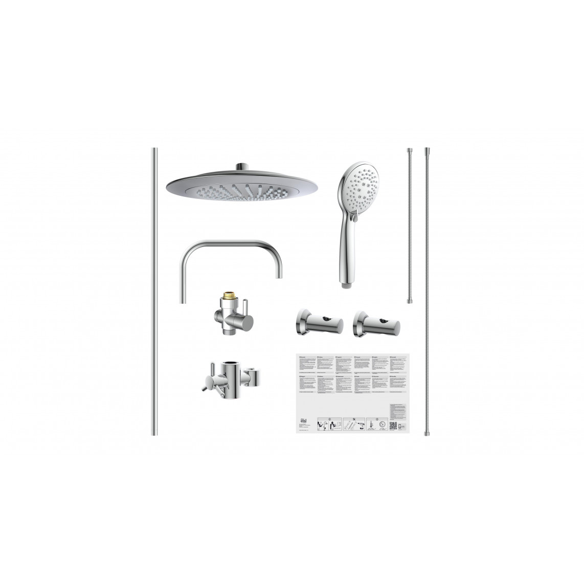DX12009 Set douche de pluie à coller, chromé