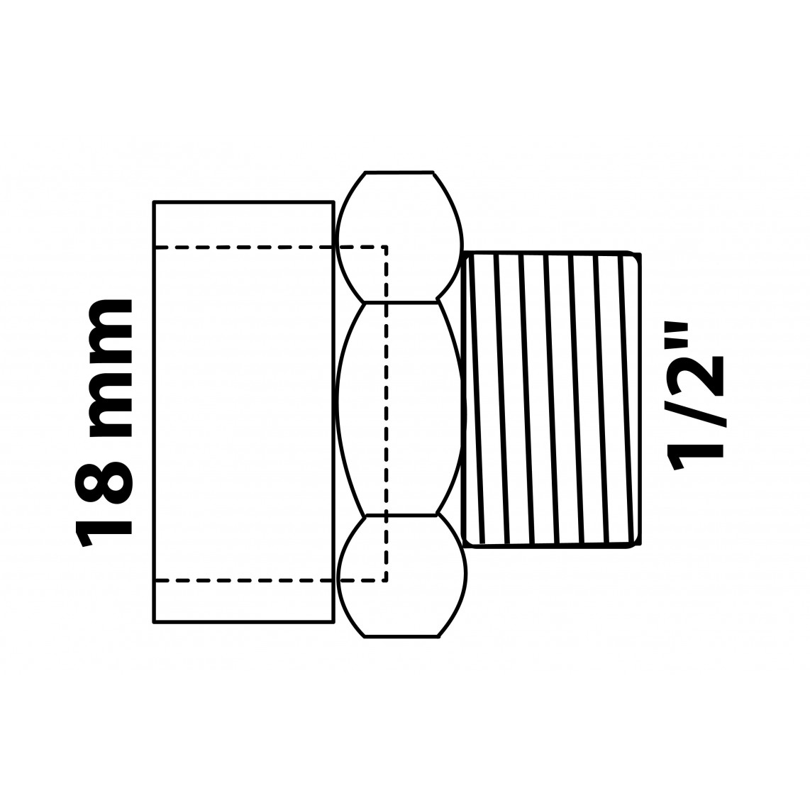 989083055 BR Mamelon de transition, vierge, 18 mm x 1/2" M, 1 manchon (4243g)