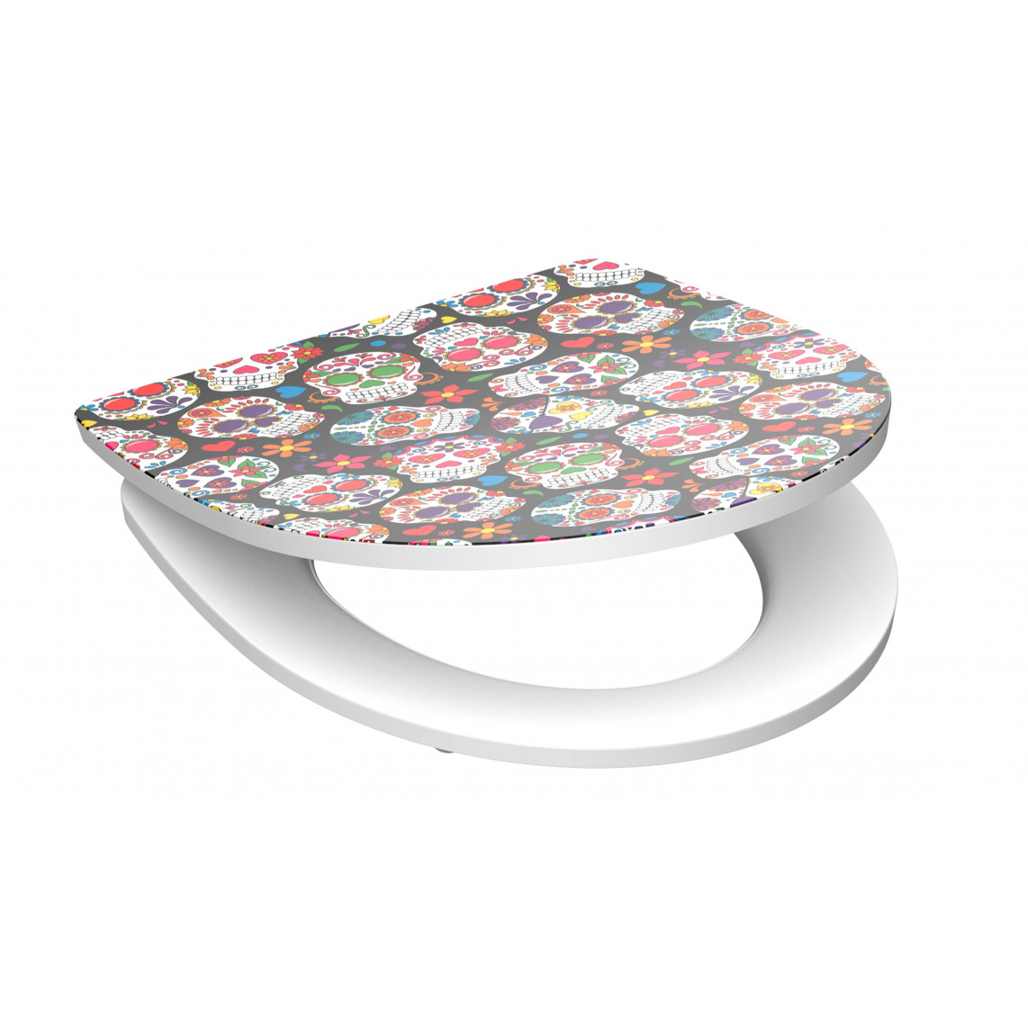 82586 abattant WC en Duroplast HG CRAZY SKULL, avec frein de chute et déclipsable