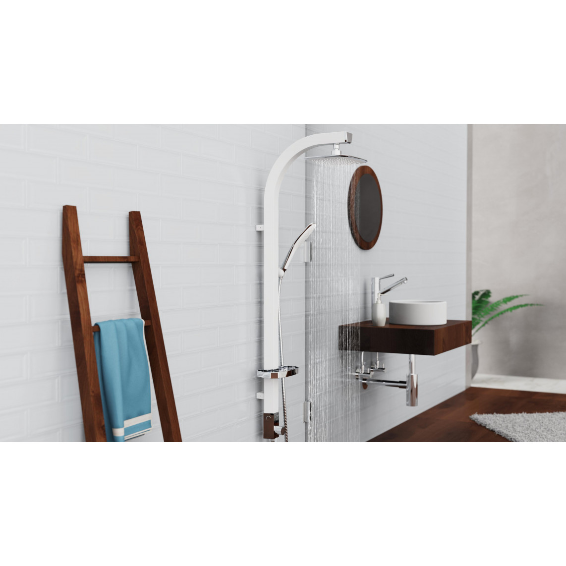 60065 MADAGASKAR Set douche de pluie, blanc/chromé