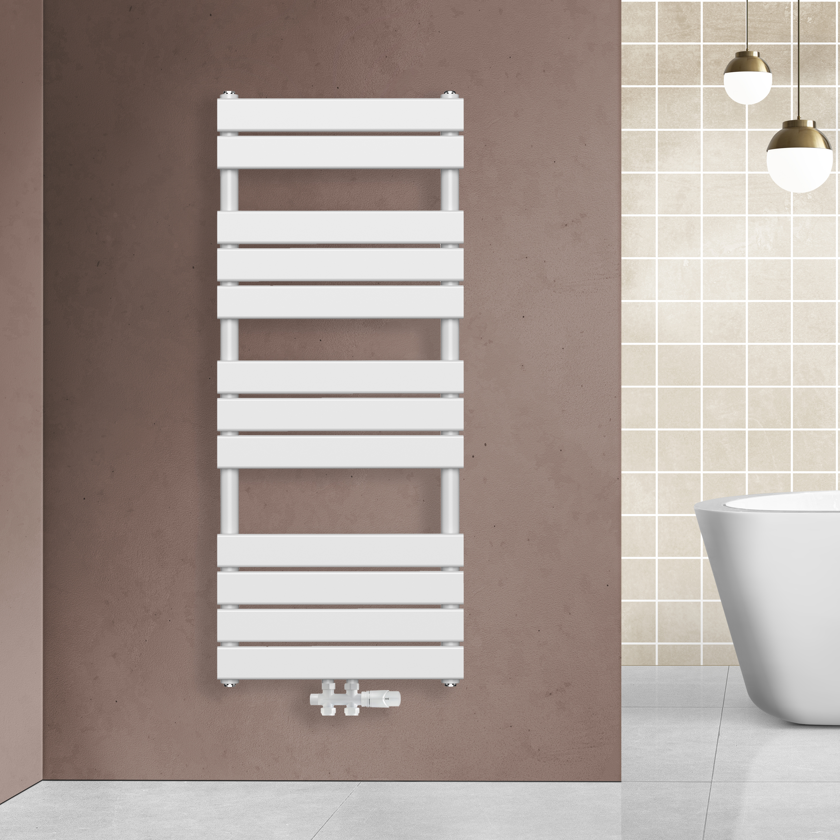 RADIATEUR SÈCHE-SERVIETTES RACCORDEMENT CENTRAL BLANC 1200X600-681W
