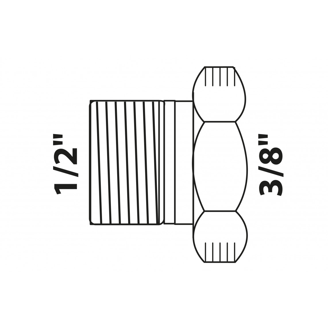 988950213 BR Réducteur, vierge, 1/2" M x 3/8" F, (3241)