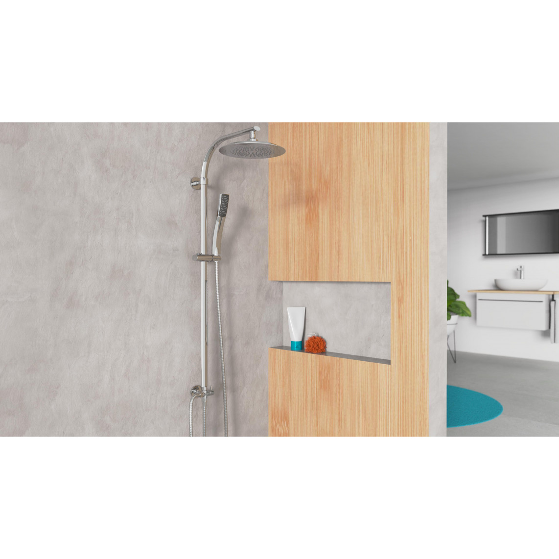 DXSTIOVCS-PR STILOVAL Set douche de pluie, chromé