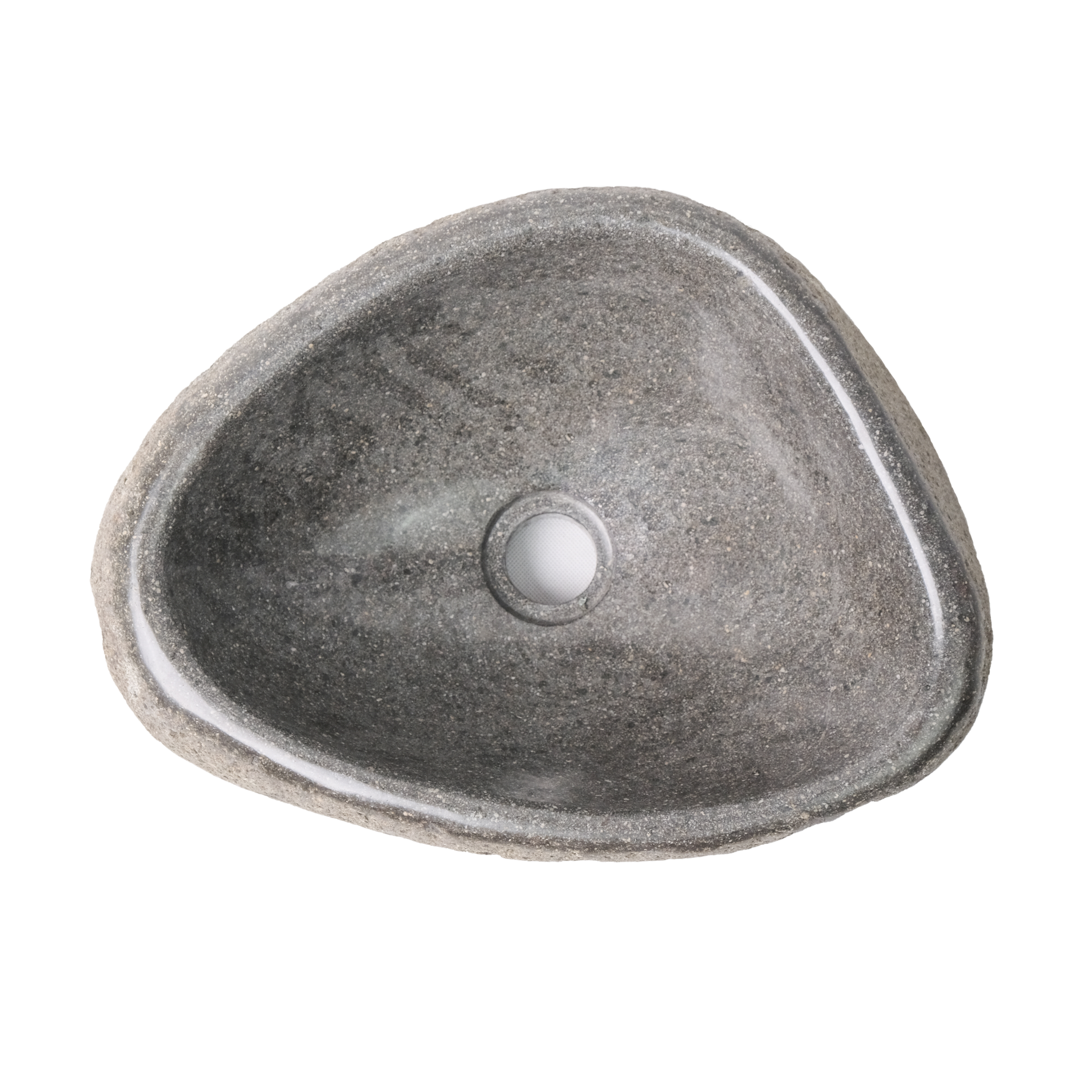 VASQUE RONDE EN PIERRE DE RIVIÈRE NATURELLE À BORD FIN - GRIS 30-35X15X1,5CM