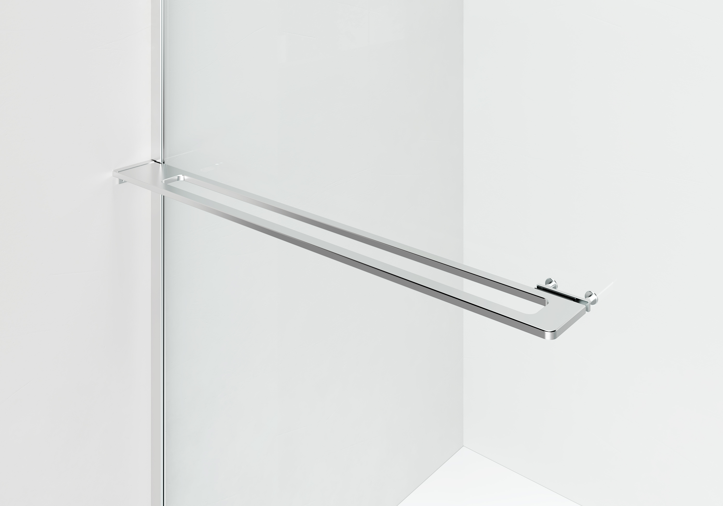 CURVY DOUCHE À L'ITALIENNE AVEC PORTE-SERVIETTE - COURBÉE - TRAITEMENT ANTI-CALCAIRE - RÉVERSIBLE - VERRE DE SÉCURITÉ 8MM - 120X200CM - CHROME - VERRE CLAIR