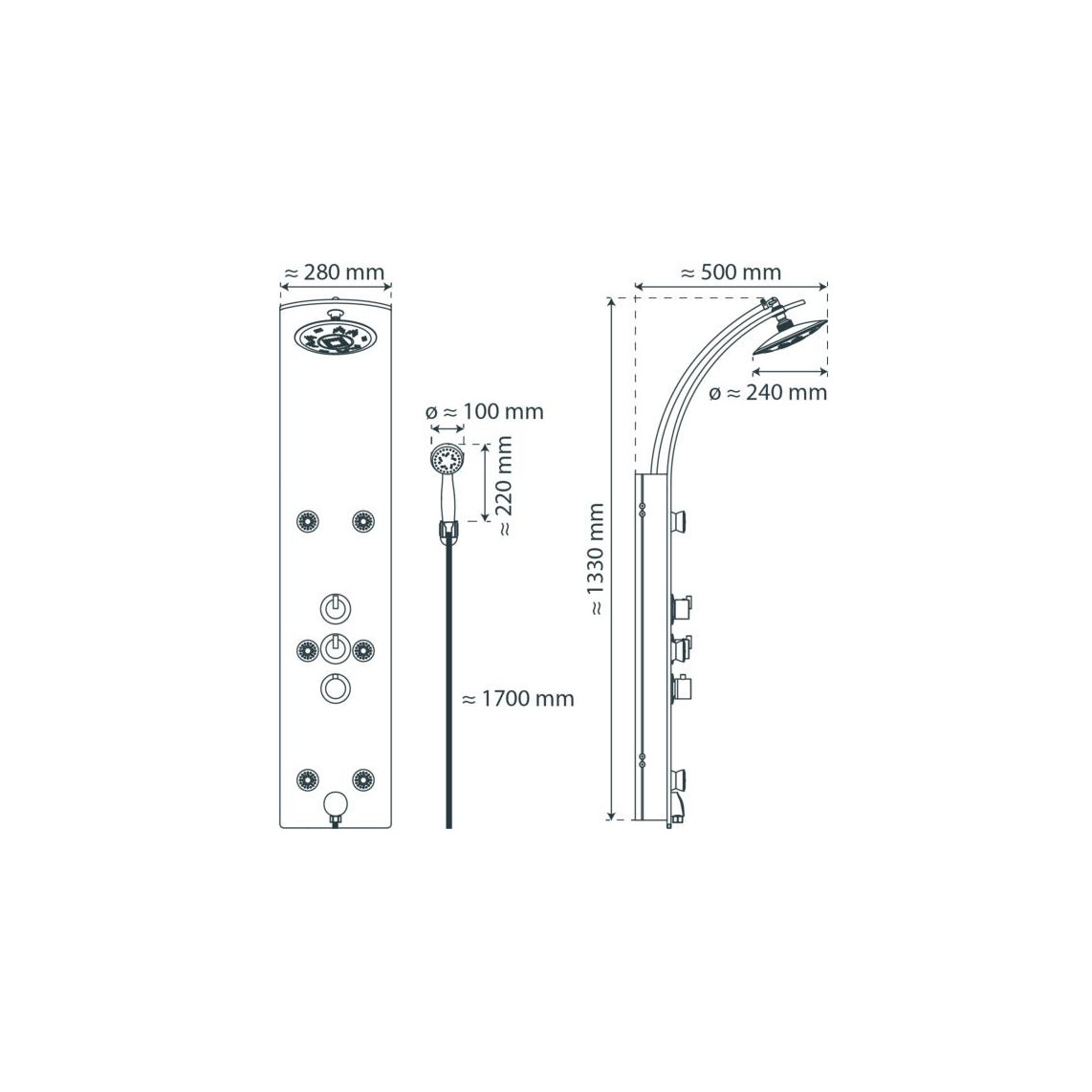 60025 LANZAROTE III Panneau de douche en verre, blanc
