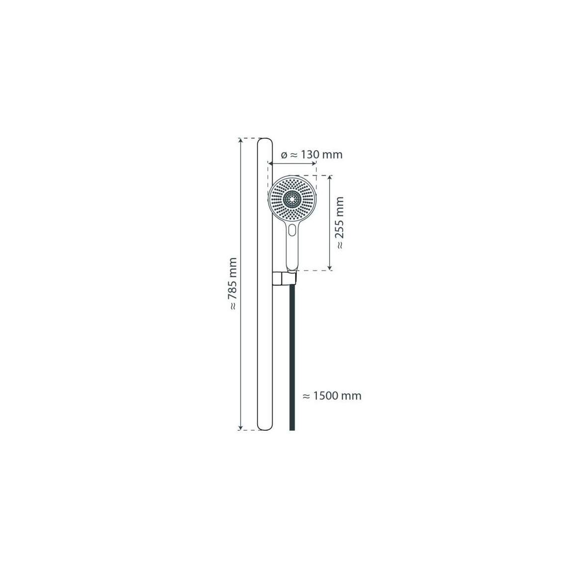 64200 KARIBIK Set barre de douche, chromé/gris clair, oval