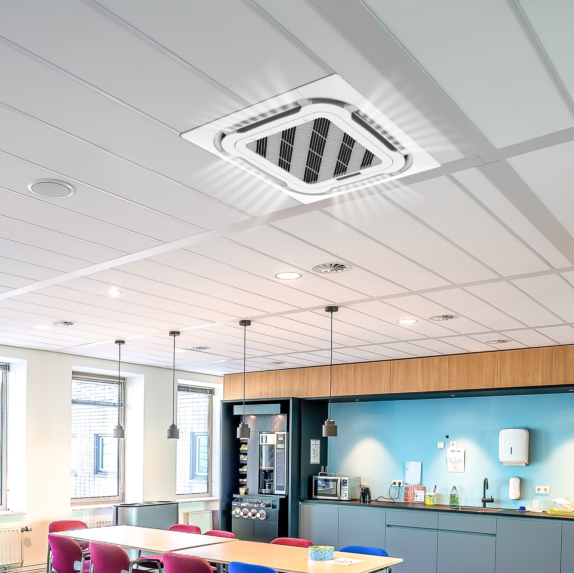 AUX MULTI SPLIT CLIMATISATION CASSETTE - UNITÉ DE PLAFOND - REFROIDISSEMENT ET CHAUFFAGE - 12000BTU- 3,5KW - R32 - BLANC