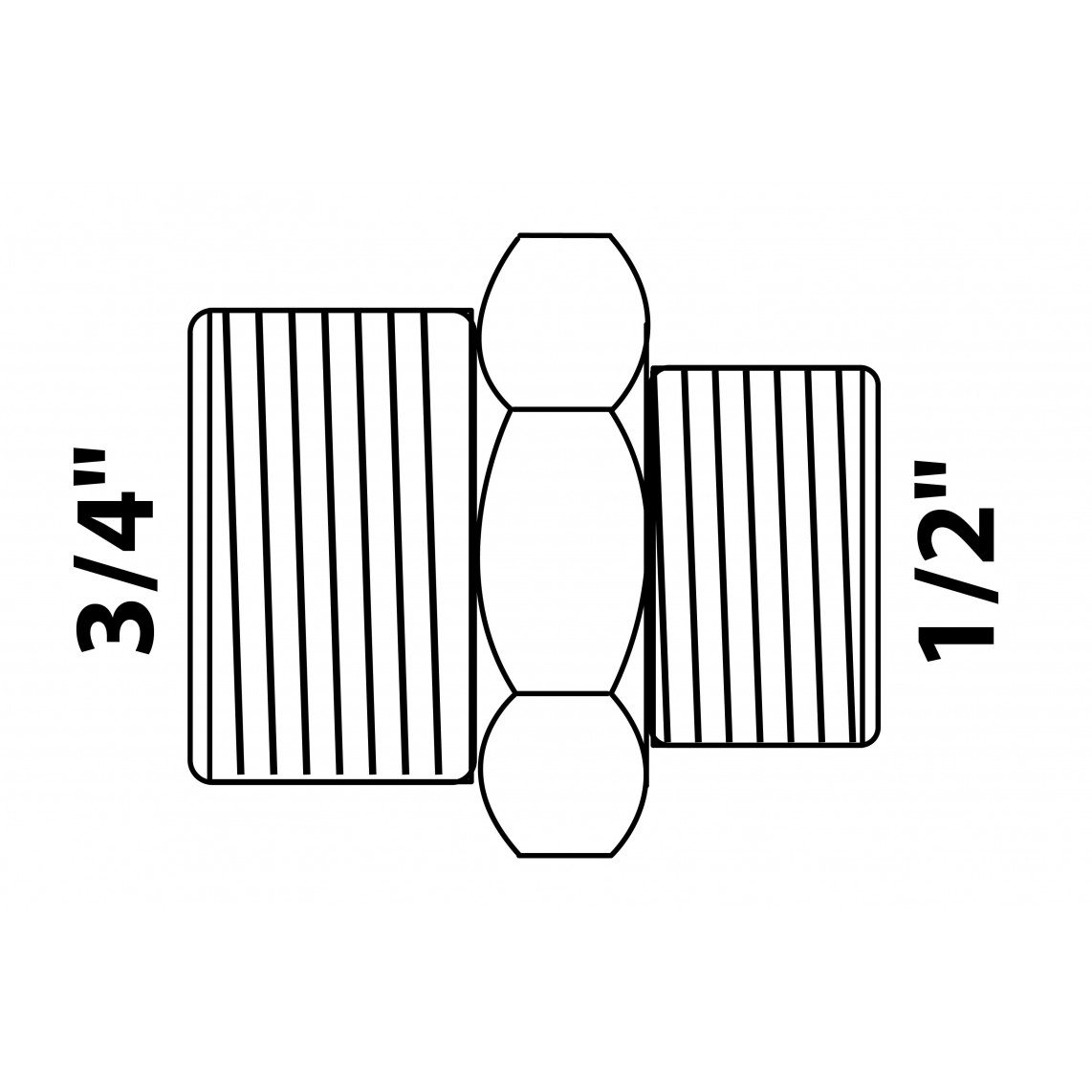 989352155 LT mamelon double réducteur, chromé, 3/4" M x 1/2" M,