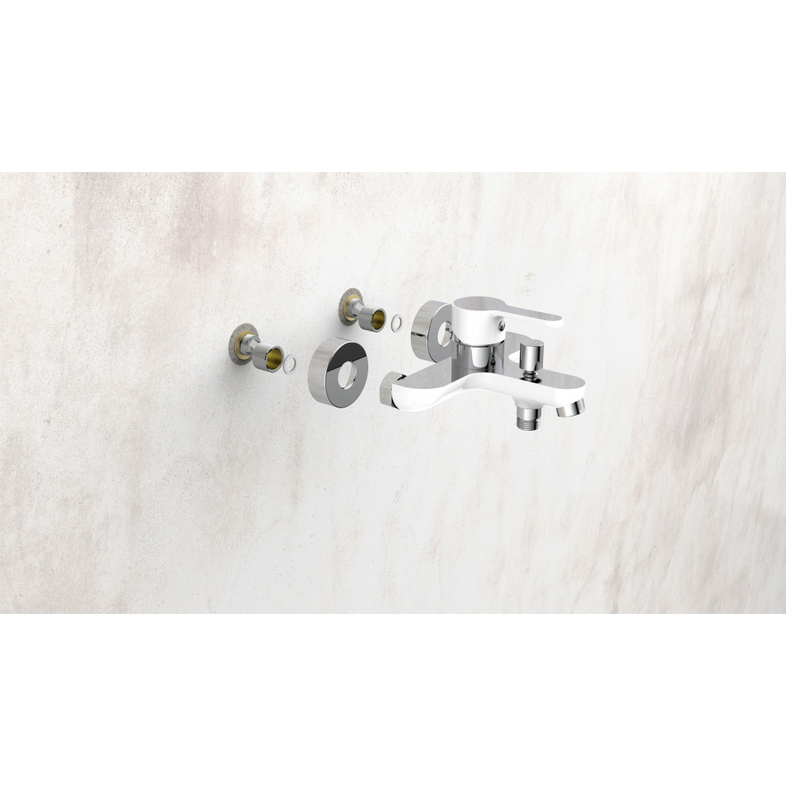 NI023DINWCR DIZIANI Mitigeur bain/douche, blanc/chromé