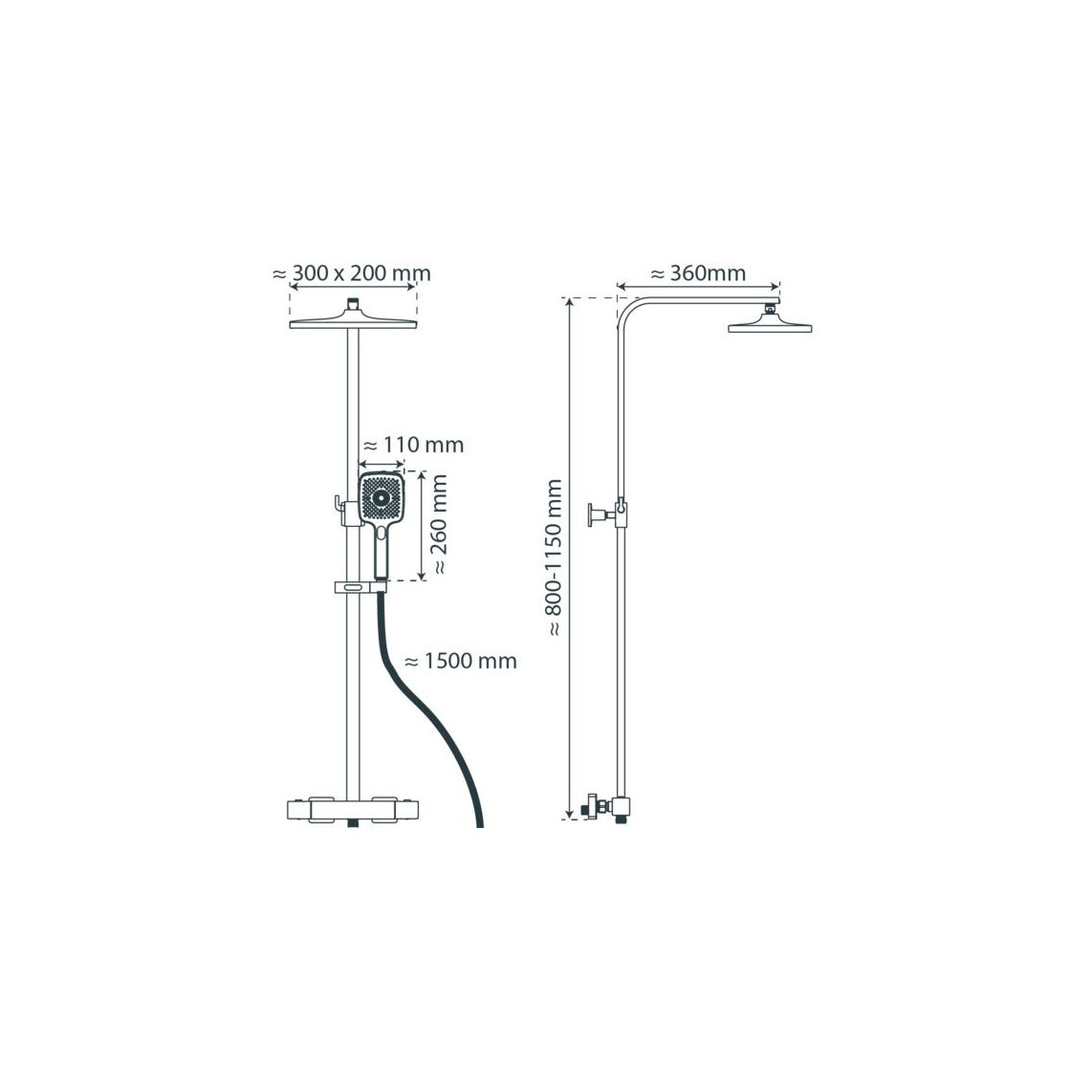 60149 GRAN CANARIA set douche de pluie, chromé, avec Mitigeur thermostatique