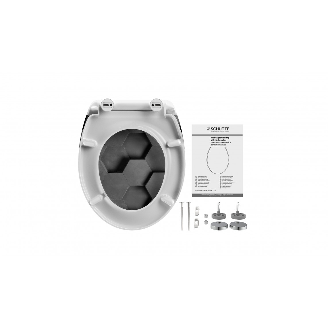 82392 abattant WC en Duroplast GREY HEXAGONS, avec frein de chute et déclipsable