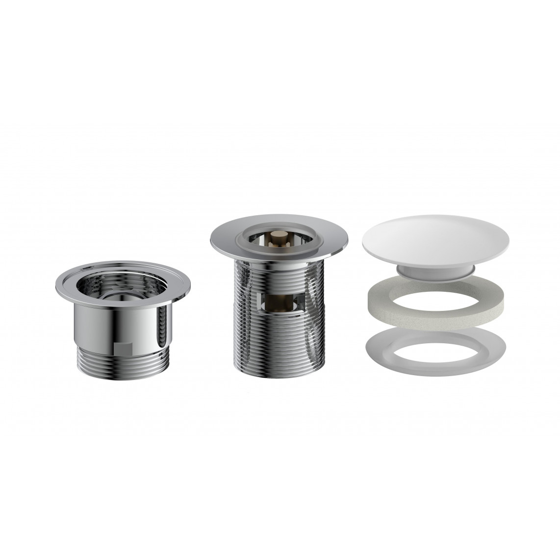 98807410 Design-vanne d'évacuation, capuchon blanc, 1 1/4? x 65 mm