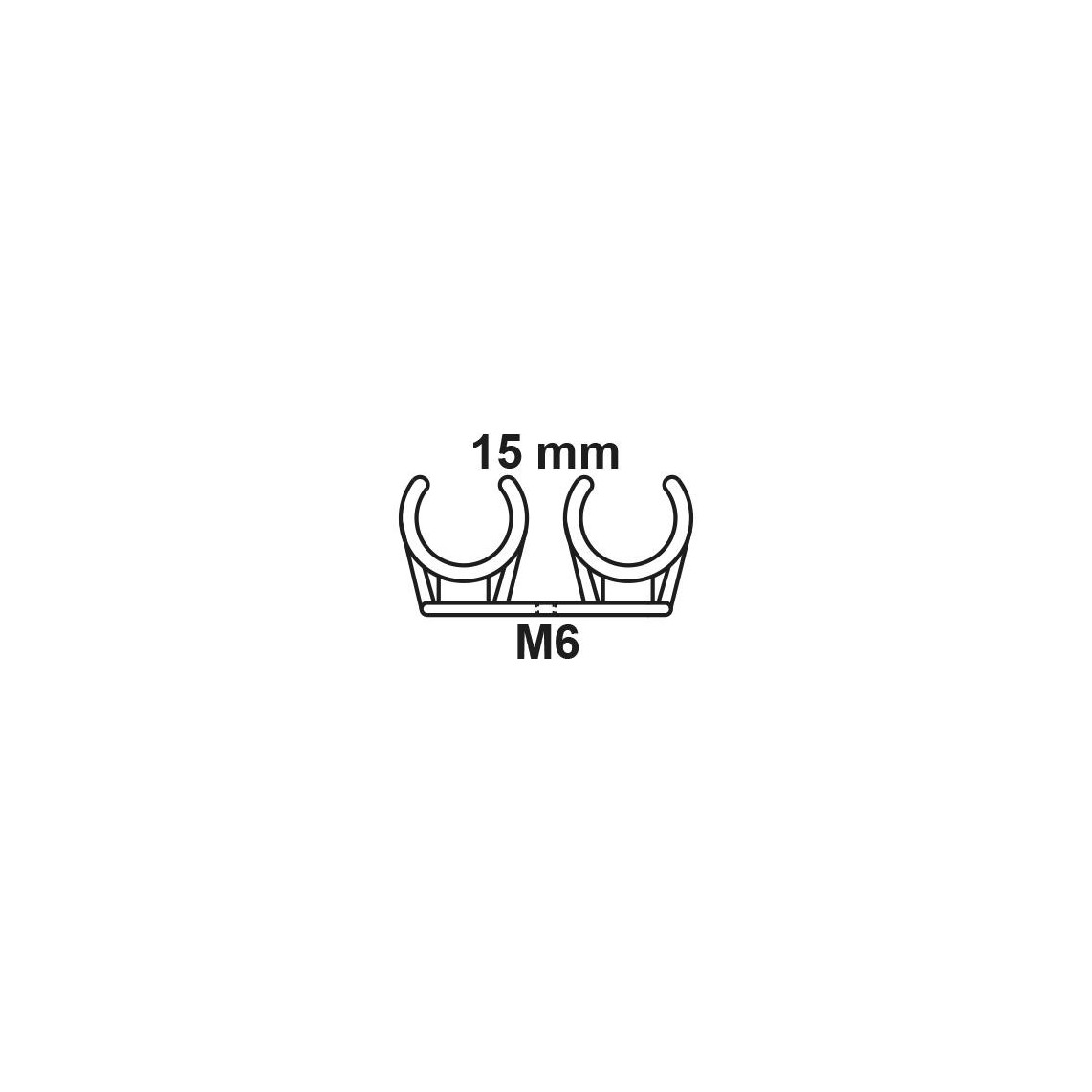 989187355 clip de fixation pour tube, double, 15 mm, avec manchon fileté M6 (3x)