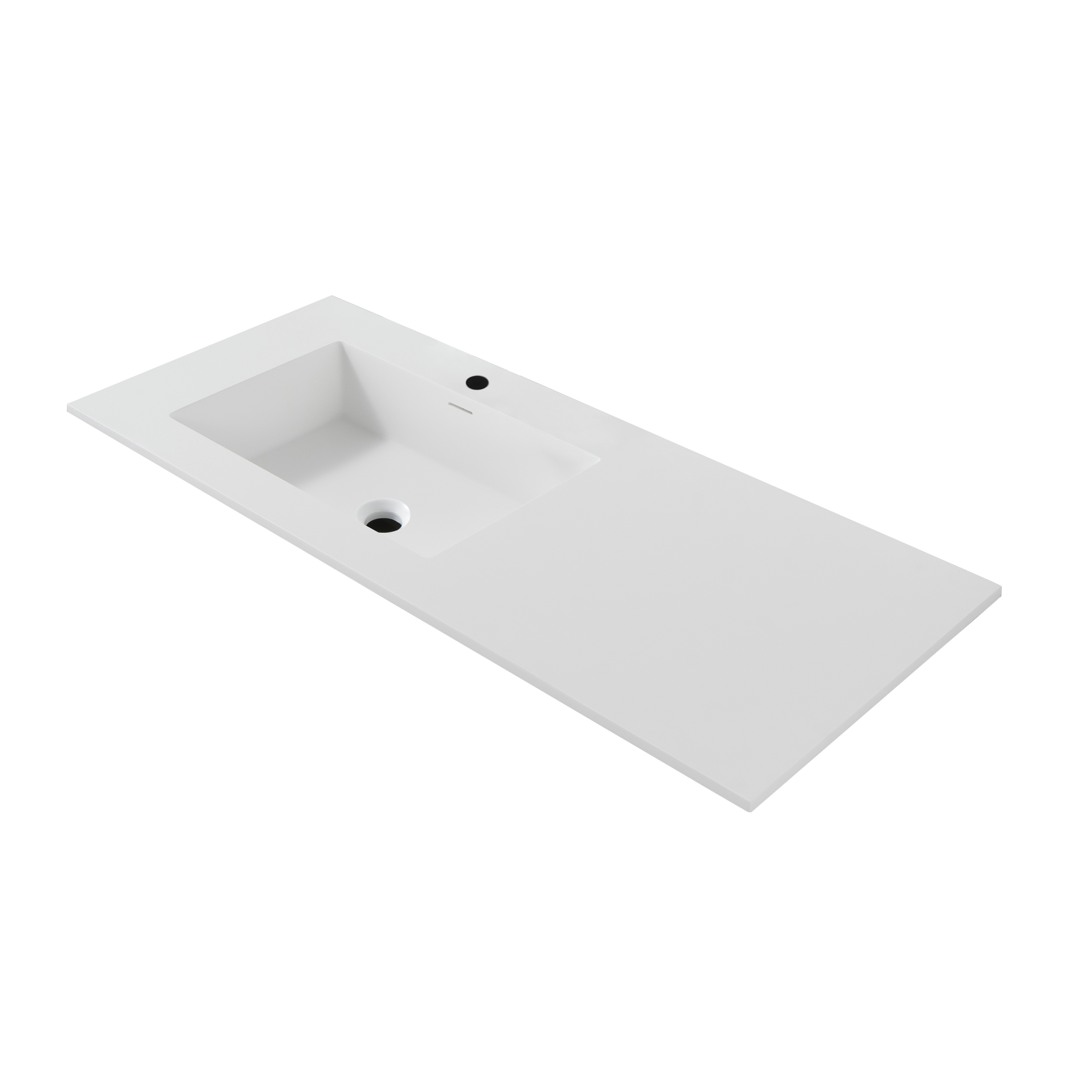 WONDA SQUARE SLIM LAVABO - 1 VASQUE GAUCHE - AVEC TROP-PLEIN - 1 TROU ROBINET - MARBRE COMPOSITE - 120X1,6X52,5 CM - BLANC MAT