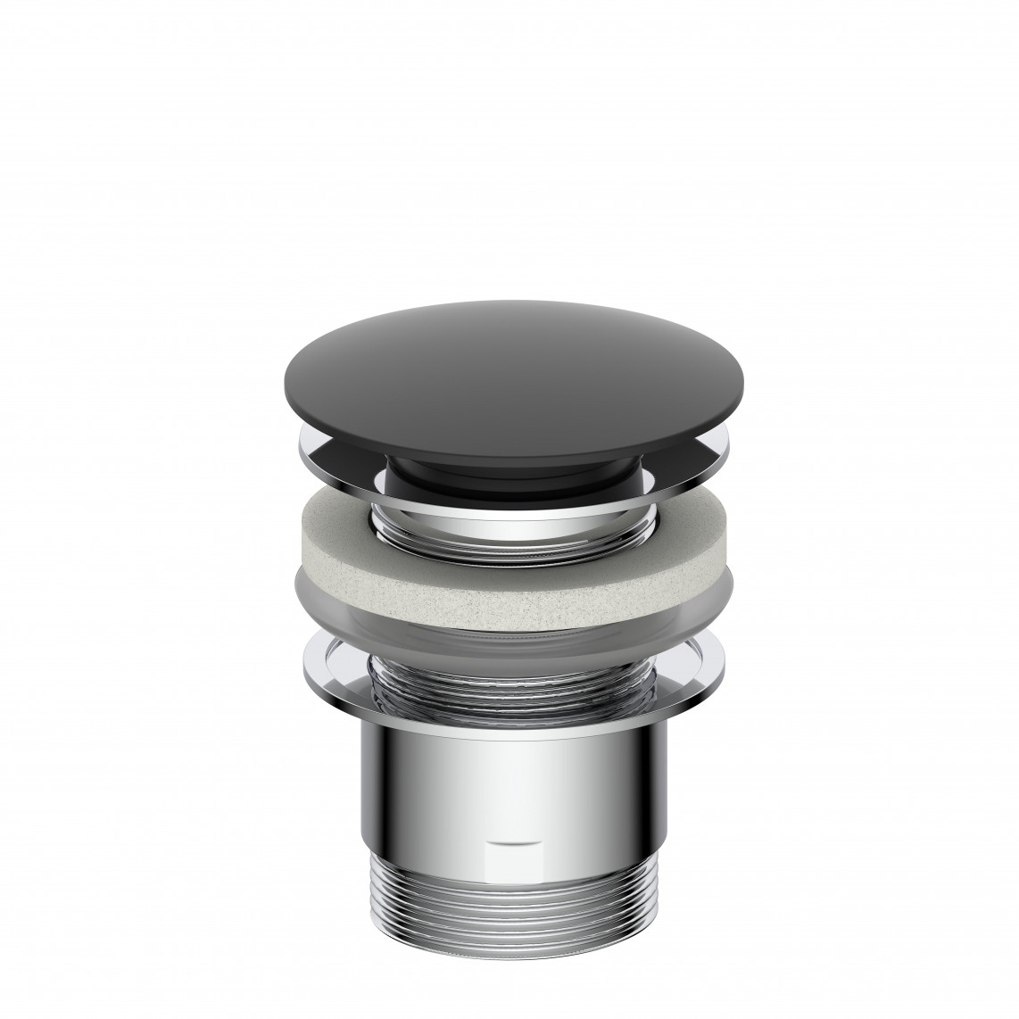 98807420 Design-vanne d'évacuation, capuchon noir-matt, 1 1/4" x 65 mm