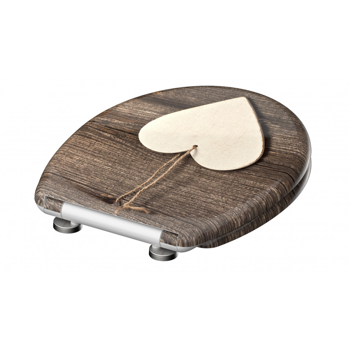 82377 abattant WC en Duroplast WOOD HEART, avec frein de chute et déclipsable