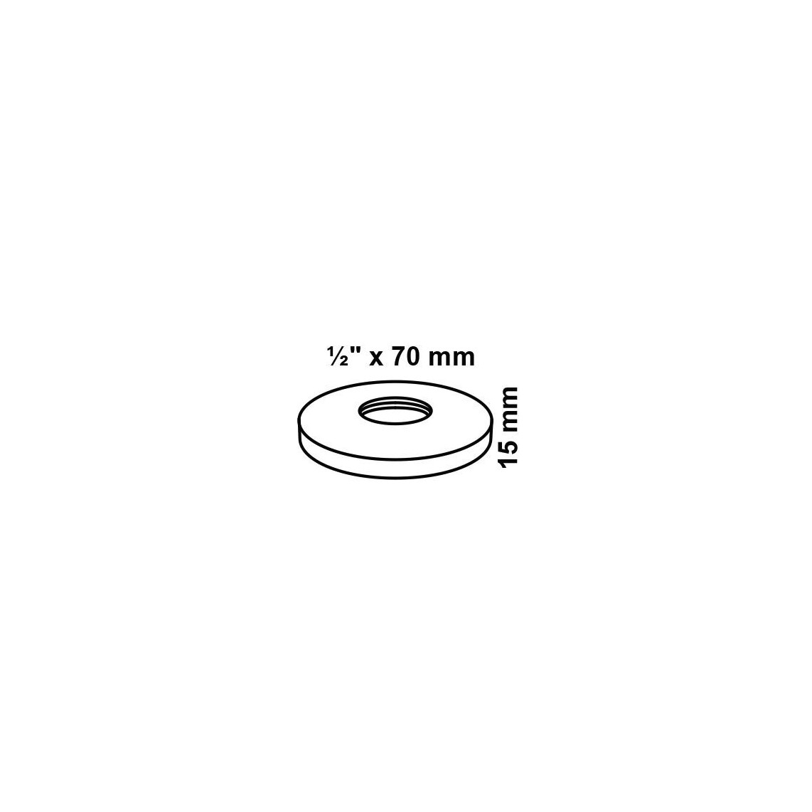 988139648 rosace filetée, chromé, 1/2" x 70 mm x 15 mm